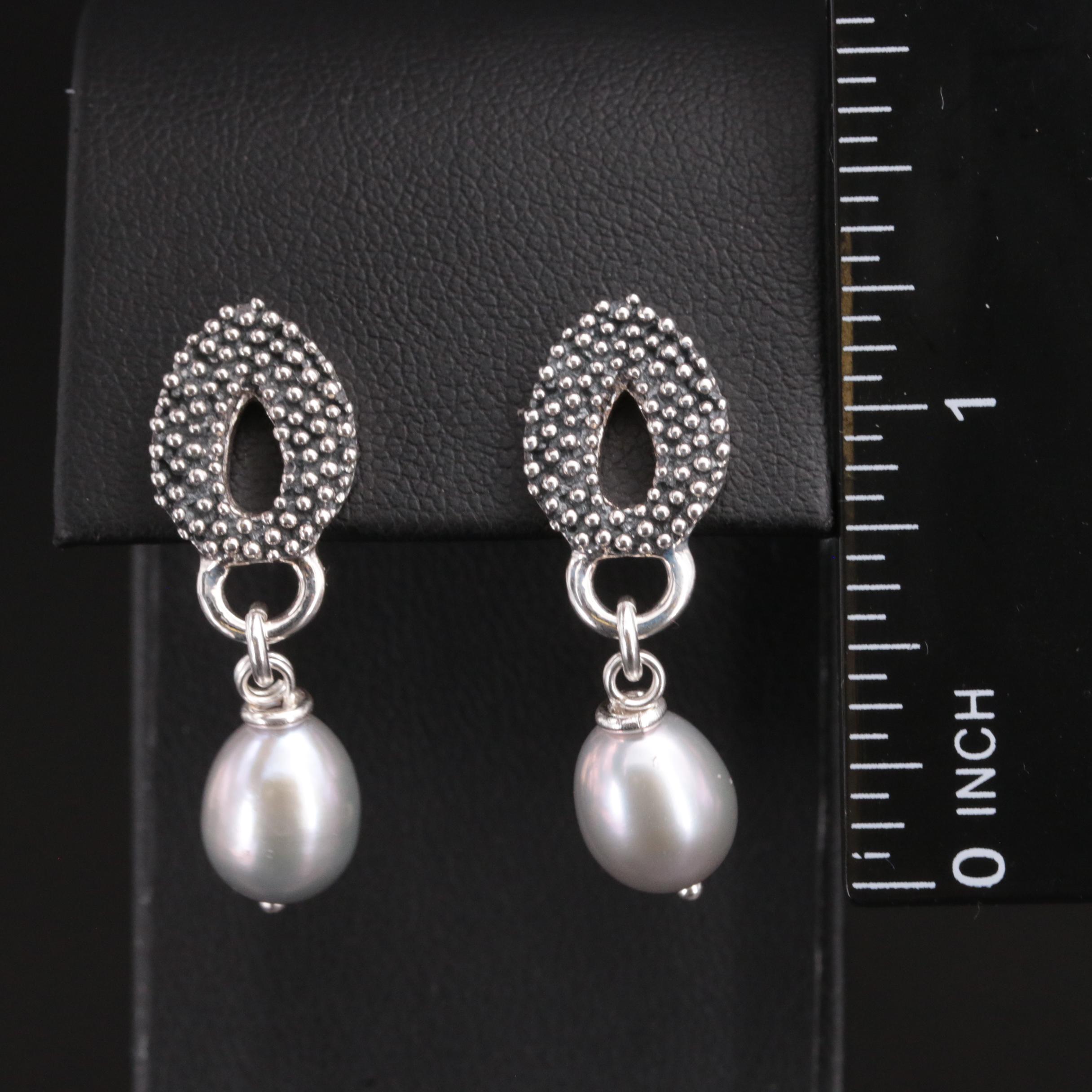 Michael Dawkins Sterling Pearl Earrings
