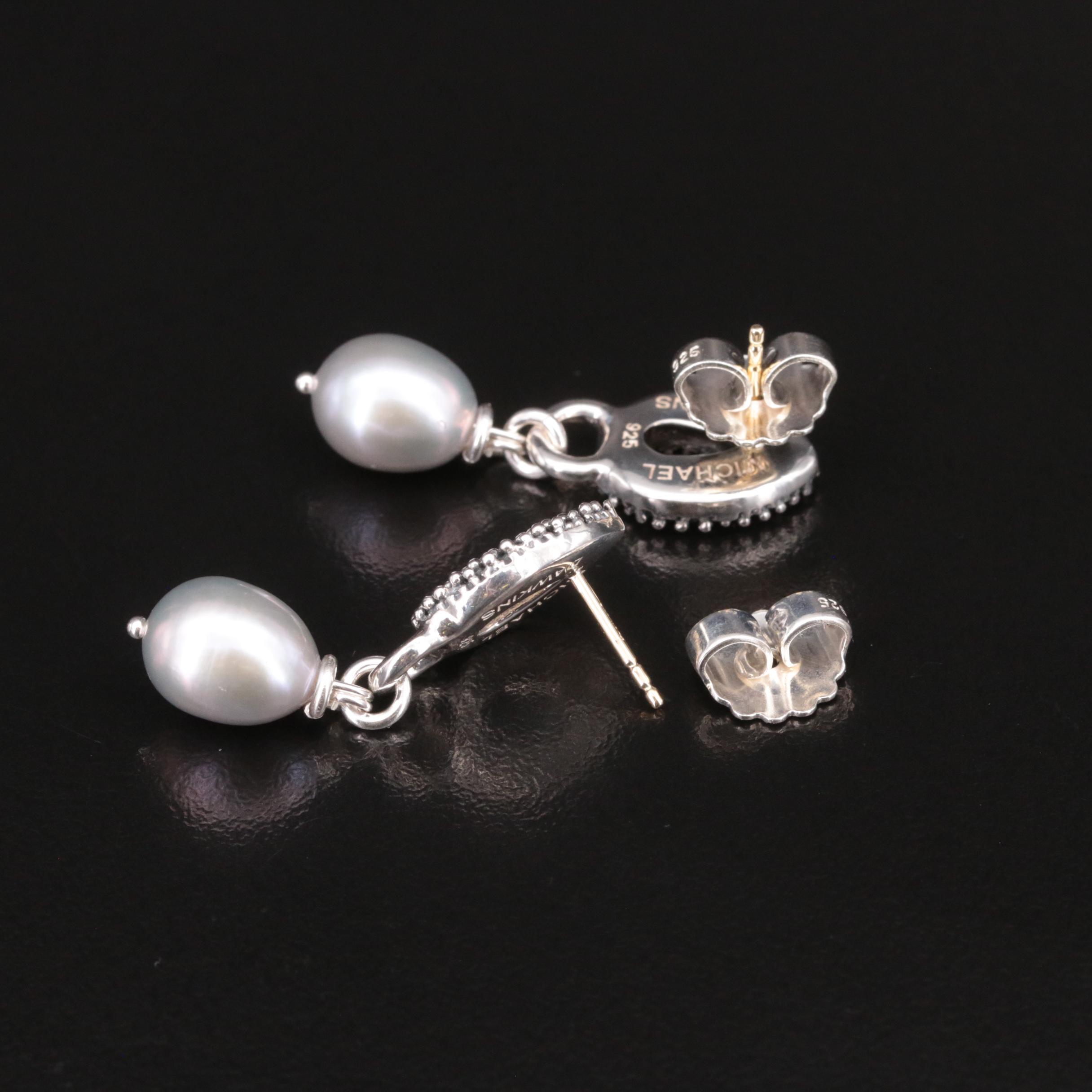 Michael Dawkins Sterling Pearl Earrings