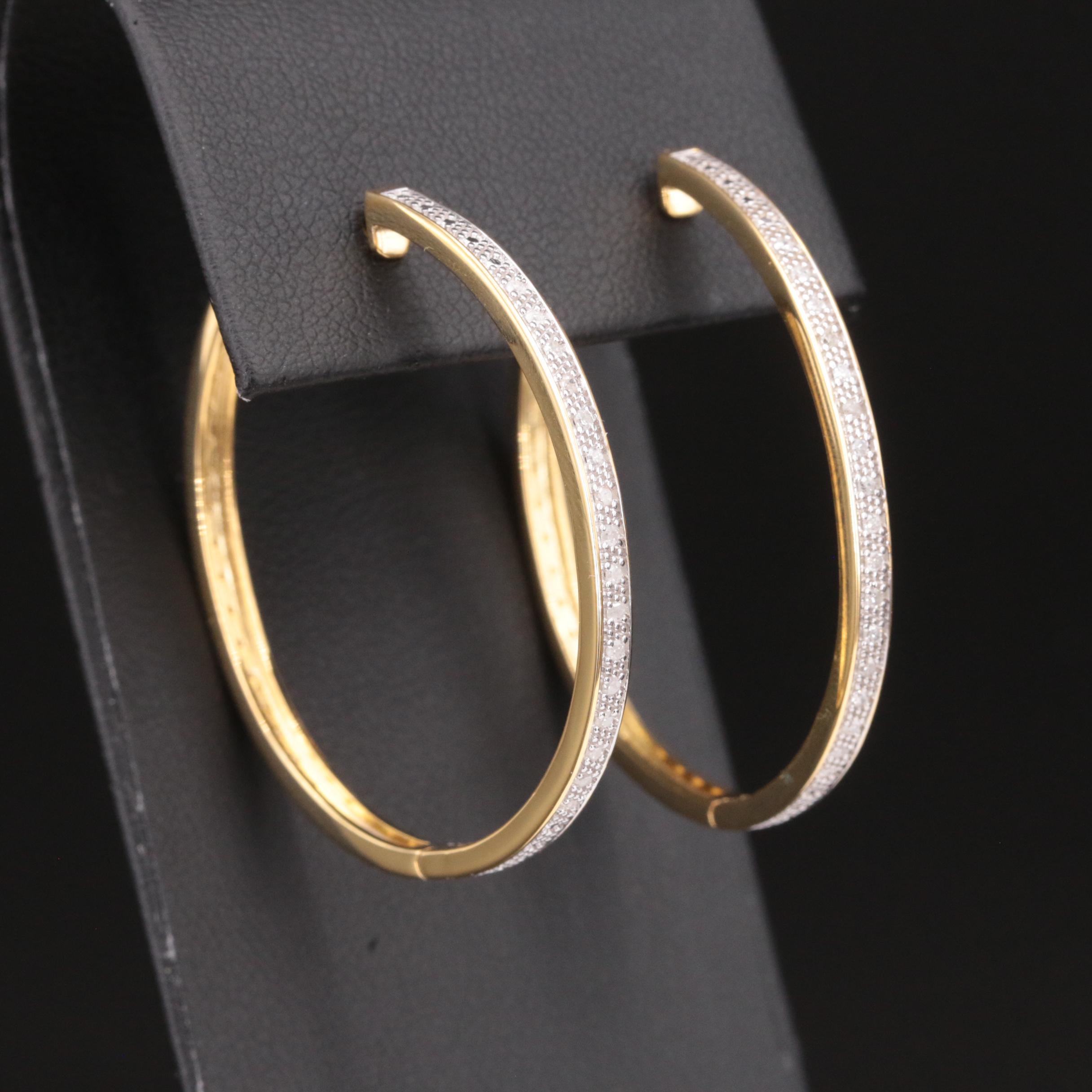 Sterling Diamond Hoop Earrings