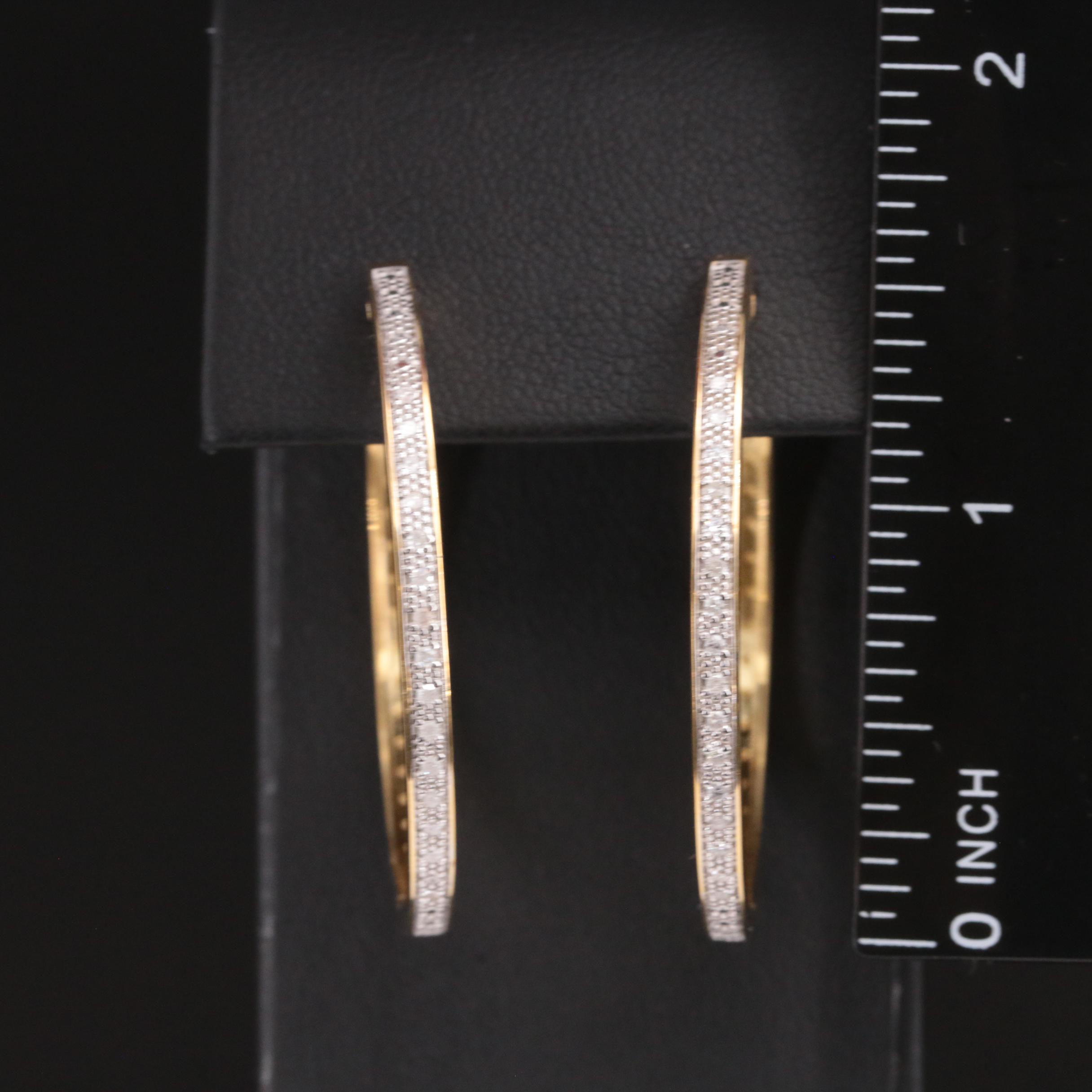 Sterling Diamond Hoop Earrings