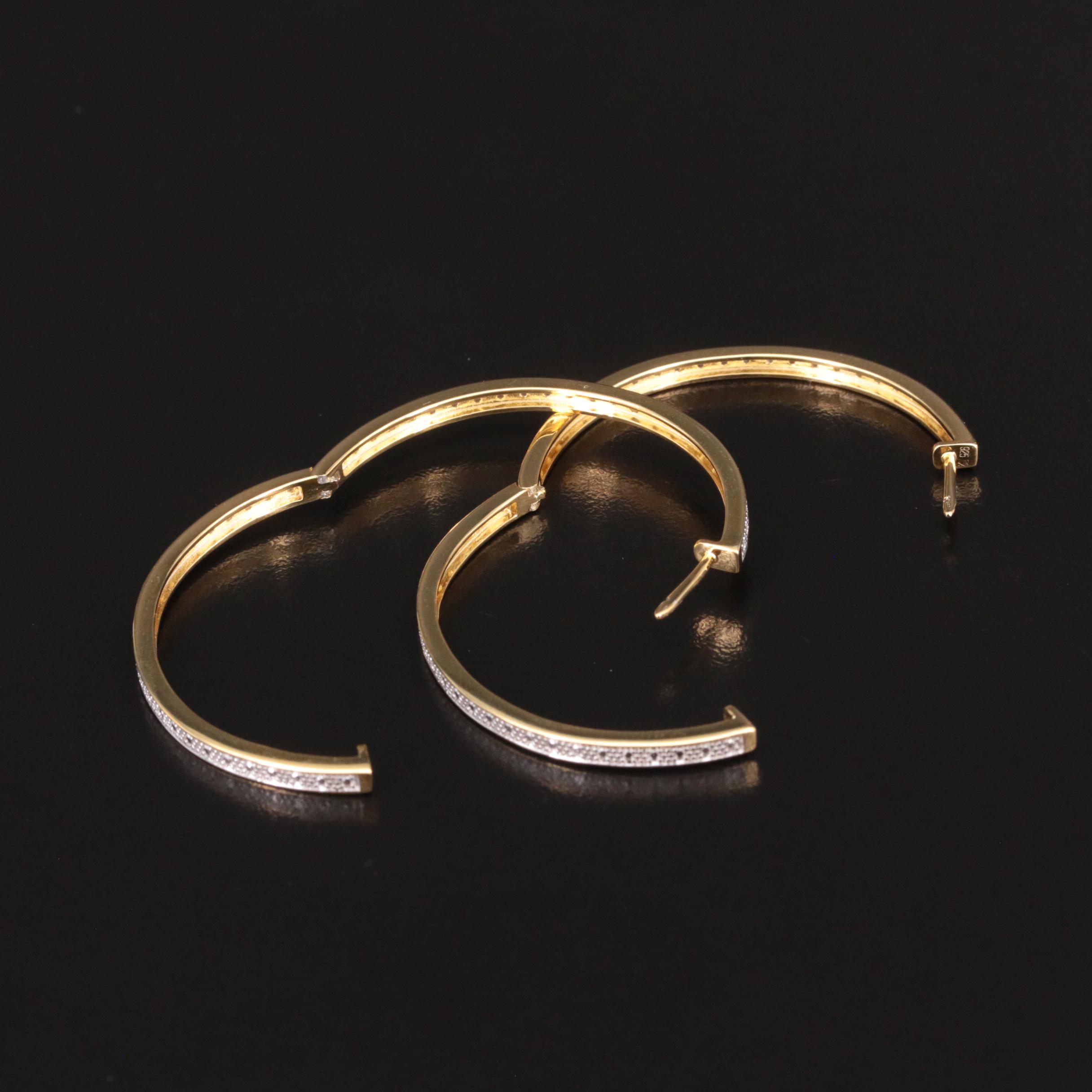 Sterling Diamond Hoop Earrings