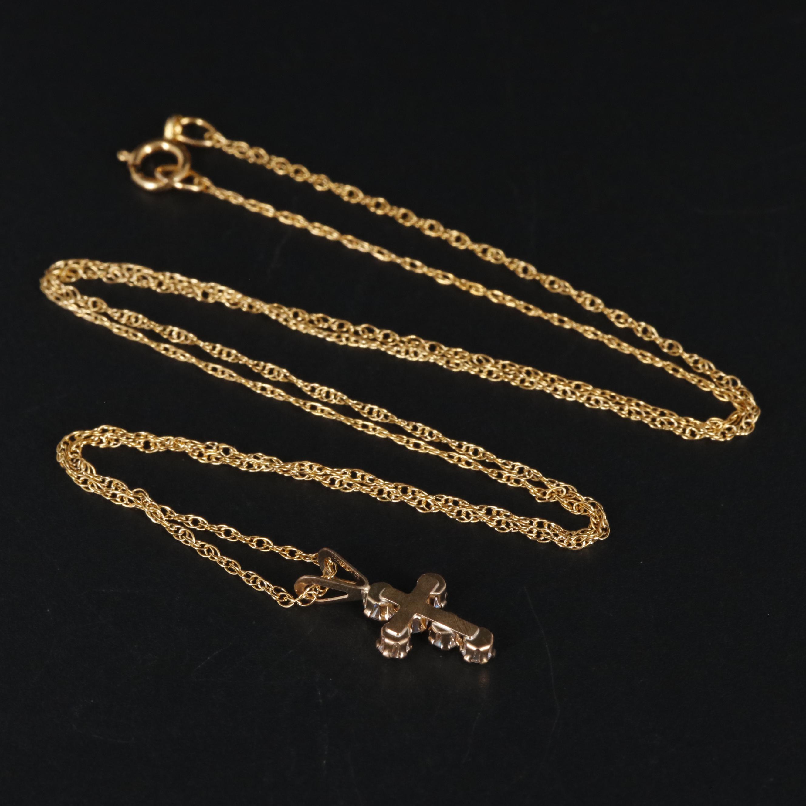 10K Cross Pendant Necklace
