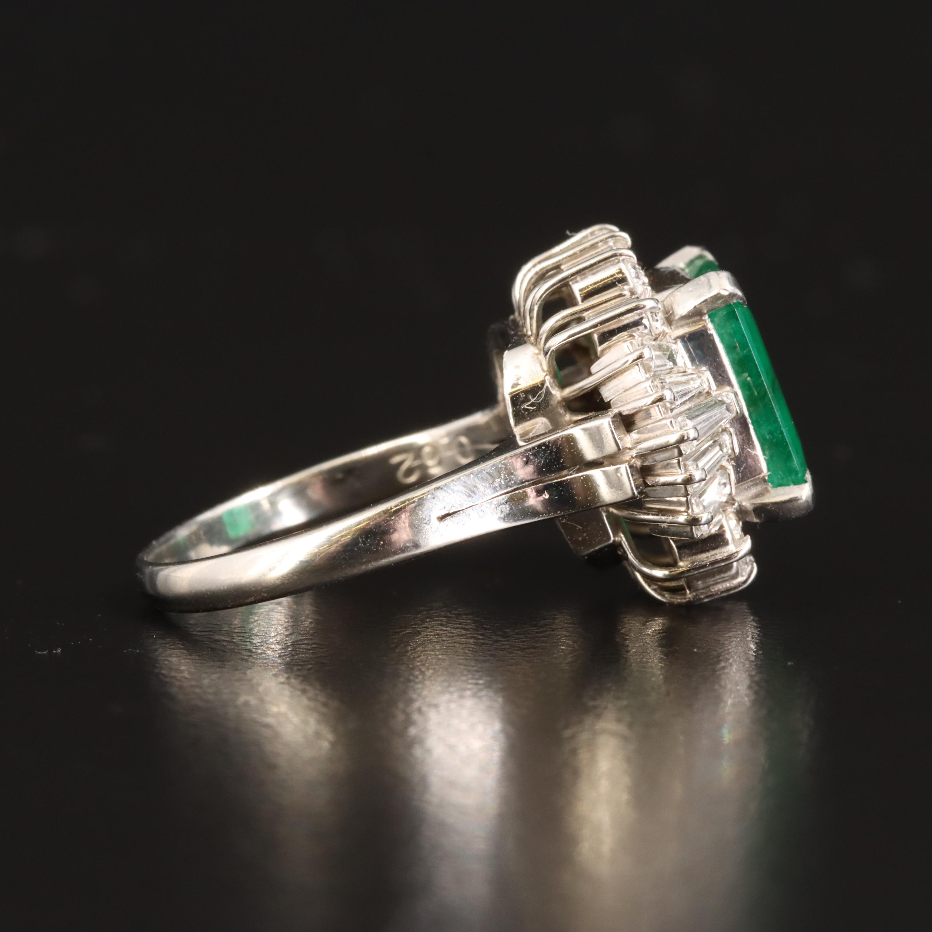 Platinum 3.62 CT Emerald and Diamond Ring