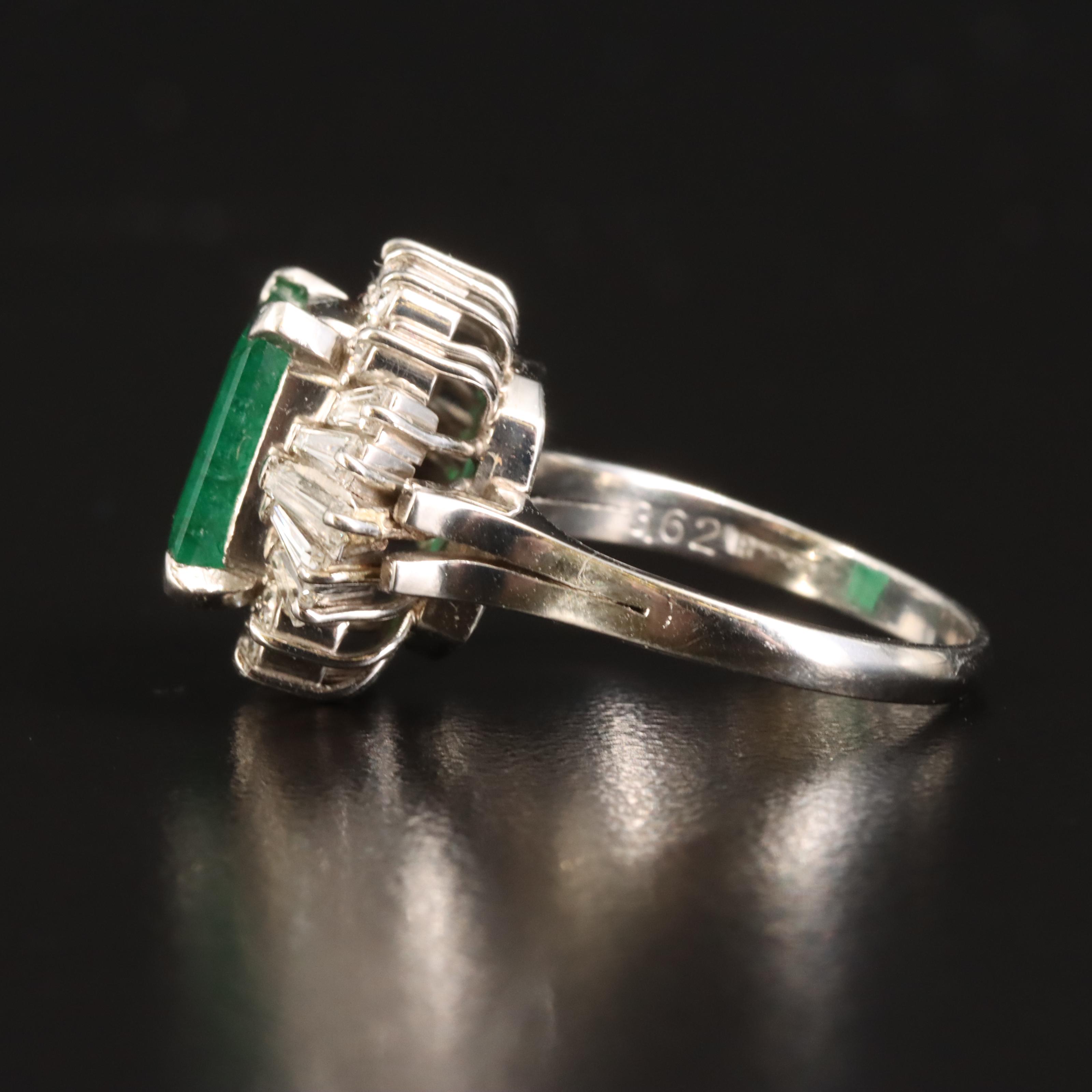 Platinum 3.62 CT Emerald and Diamond Ring