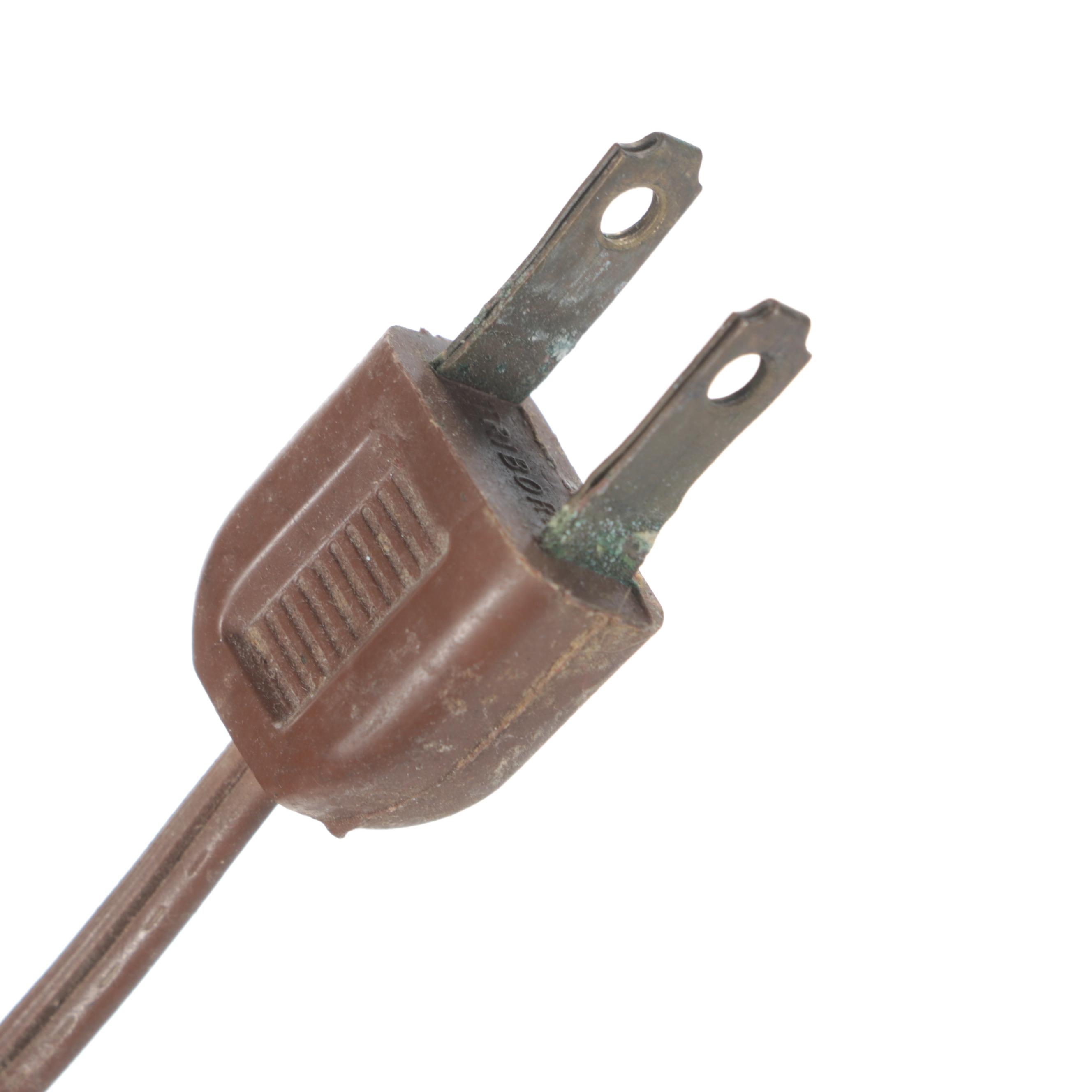 Metal Candelabrum-Form Table Lamp with Orange Glass Shade