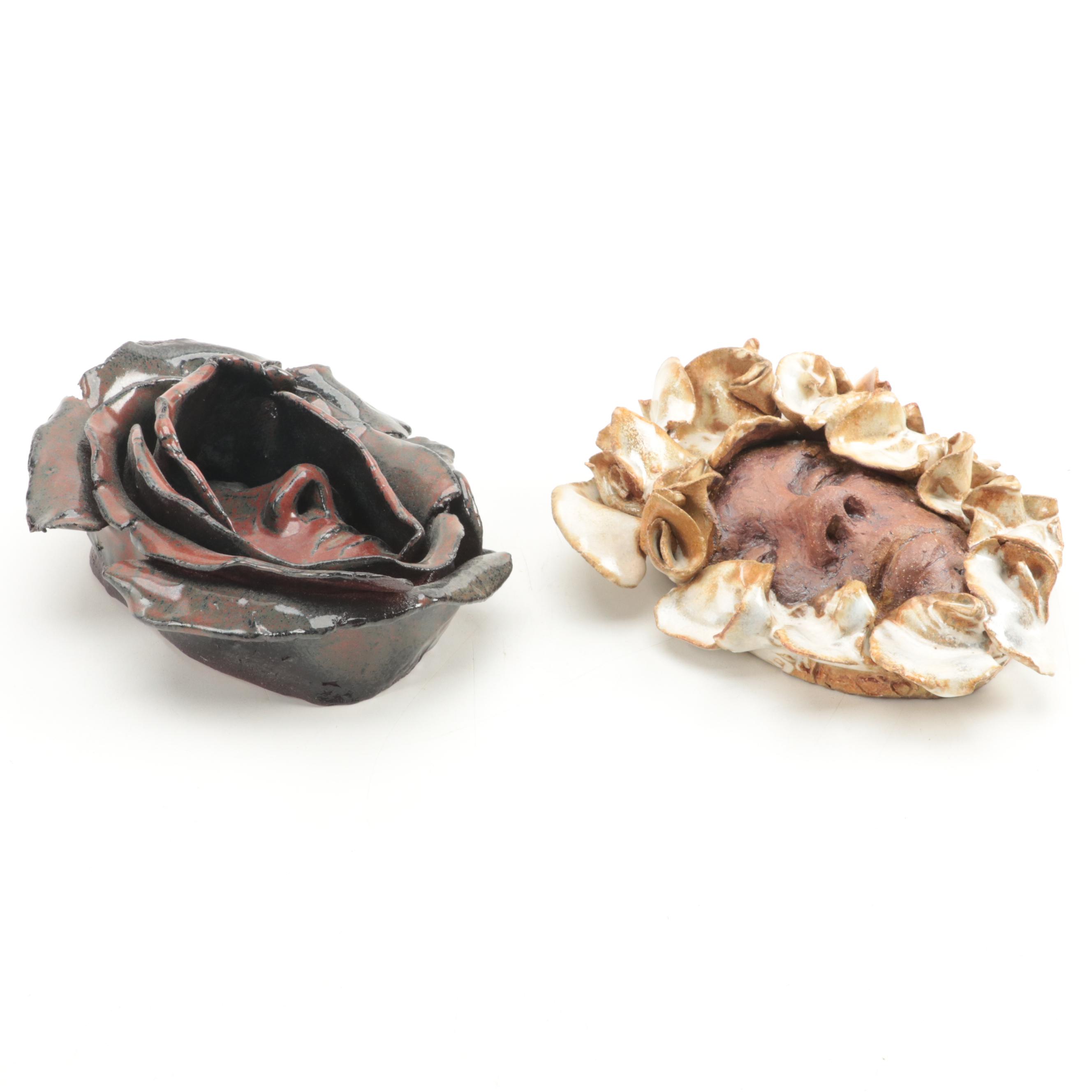 Sculpted Pottery Face Wall Hangings