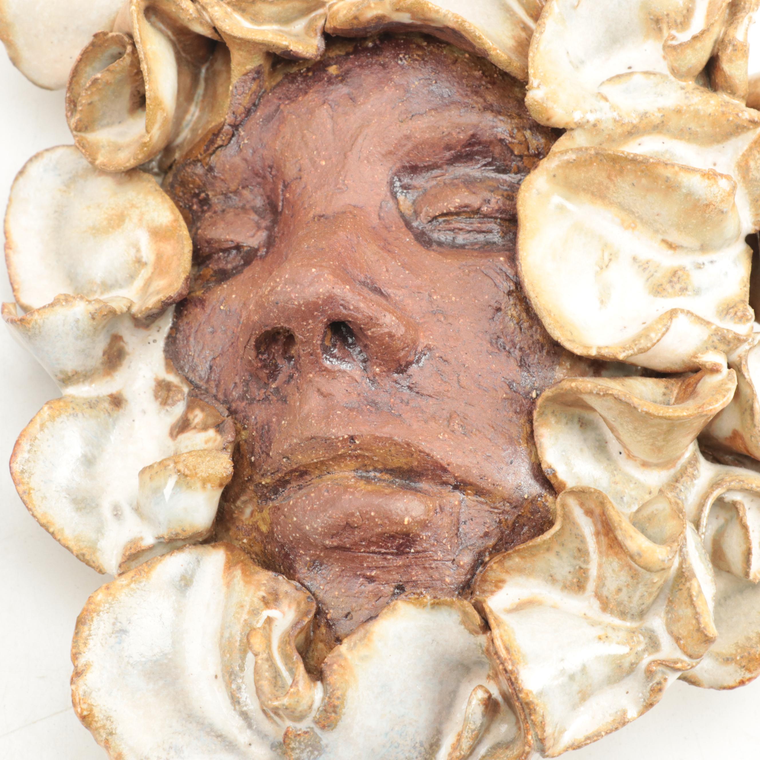 Sculpted Pottery Face Wall Hangings