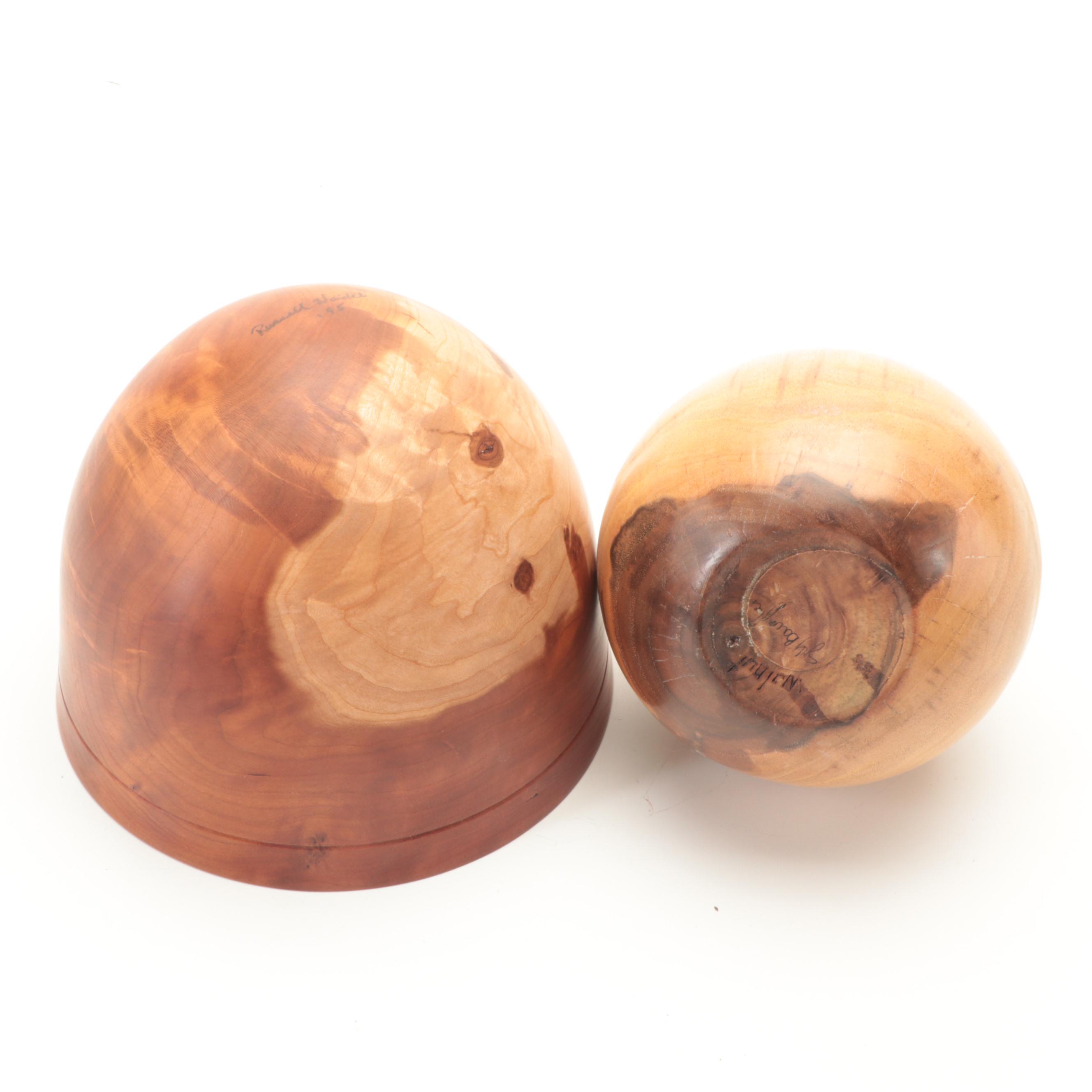 Russell Haidet With Other Walnut, Cherry Boxelder Turned Bowls and Trivet