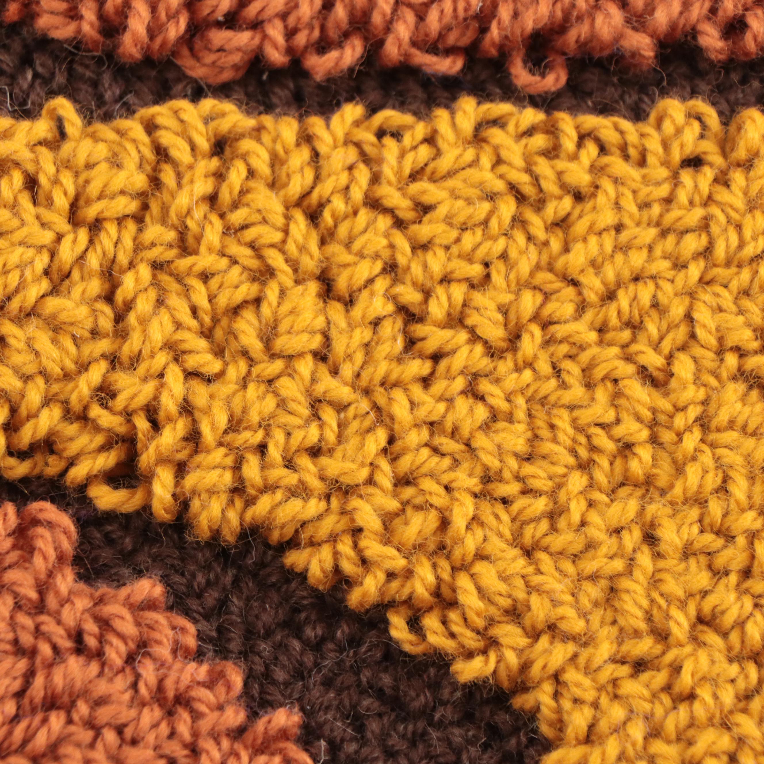 Harry Hilson Abstract Hooked Wool Wall Hanging "Meditation," 1973