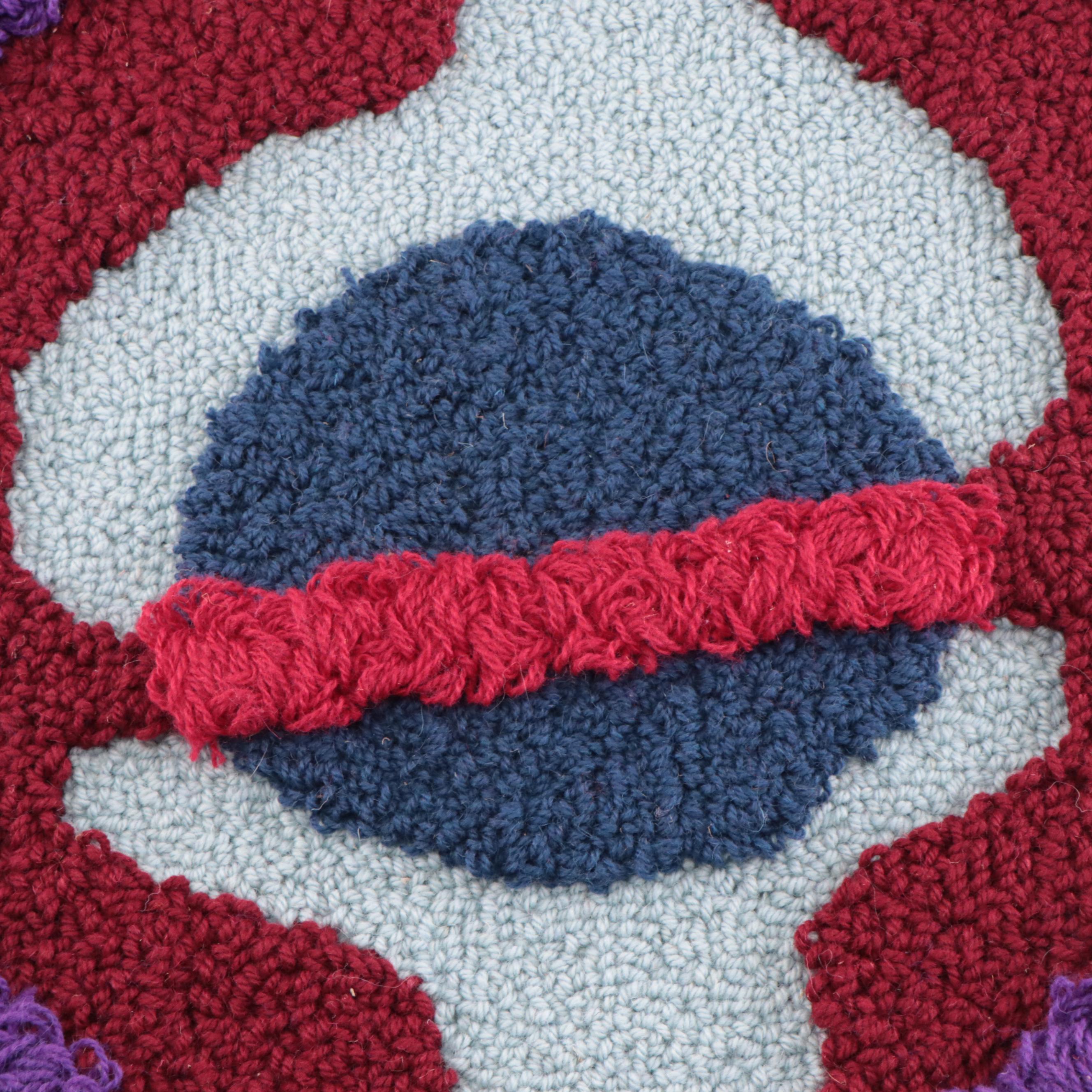 Harry Hilson Abstract Hooked Wool Wall Hanging, 1976