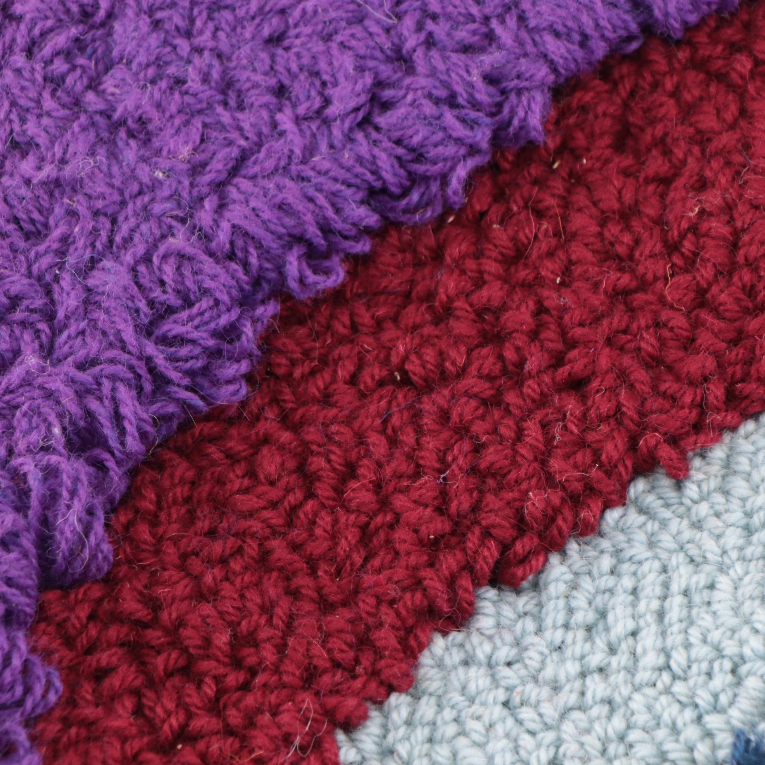 Harry Hilson Abstract Hooked Wool Wall Hanging, 1976