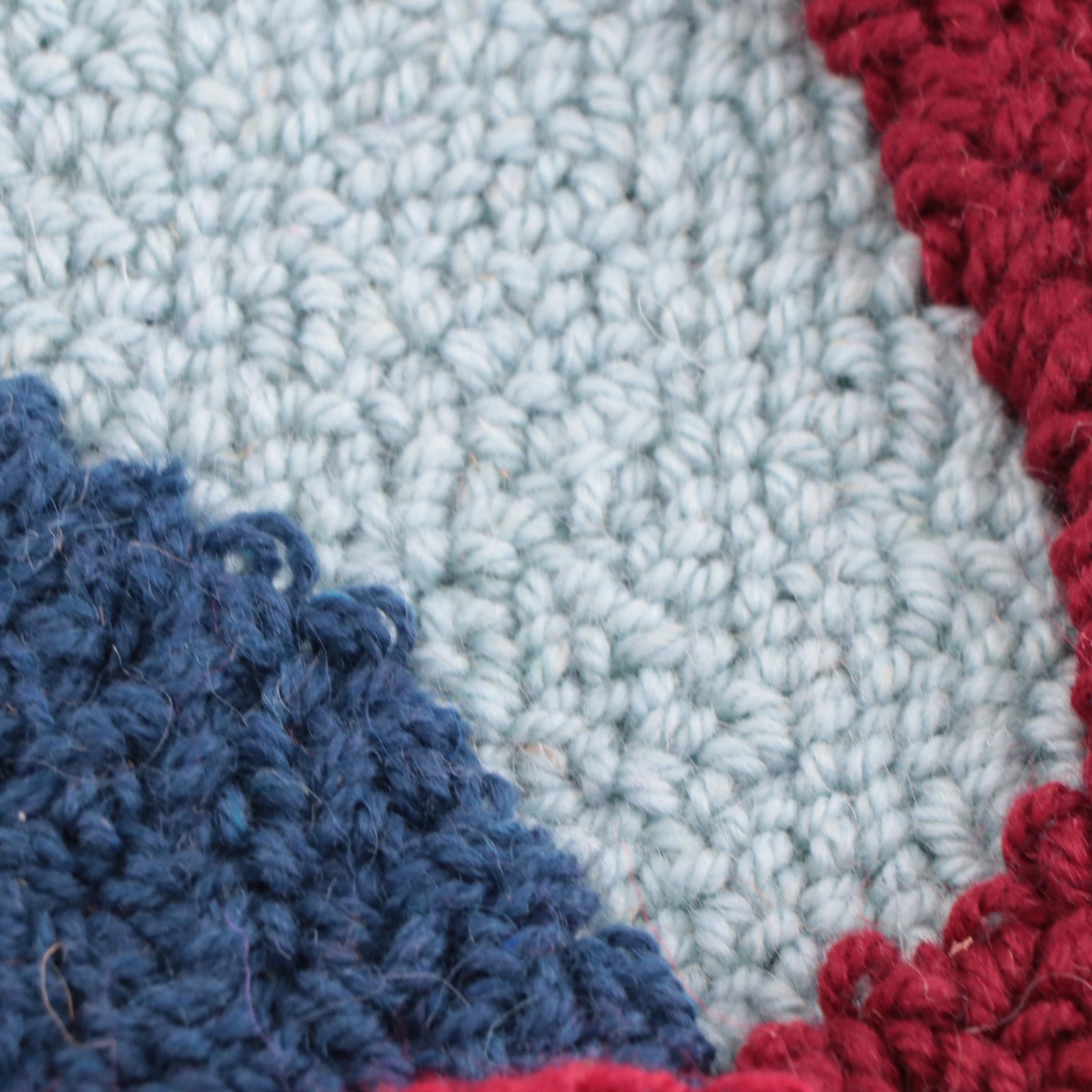 Harry Hilson Abstract Hooked Wool Wall Hanging, 1976