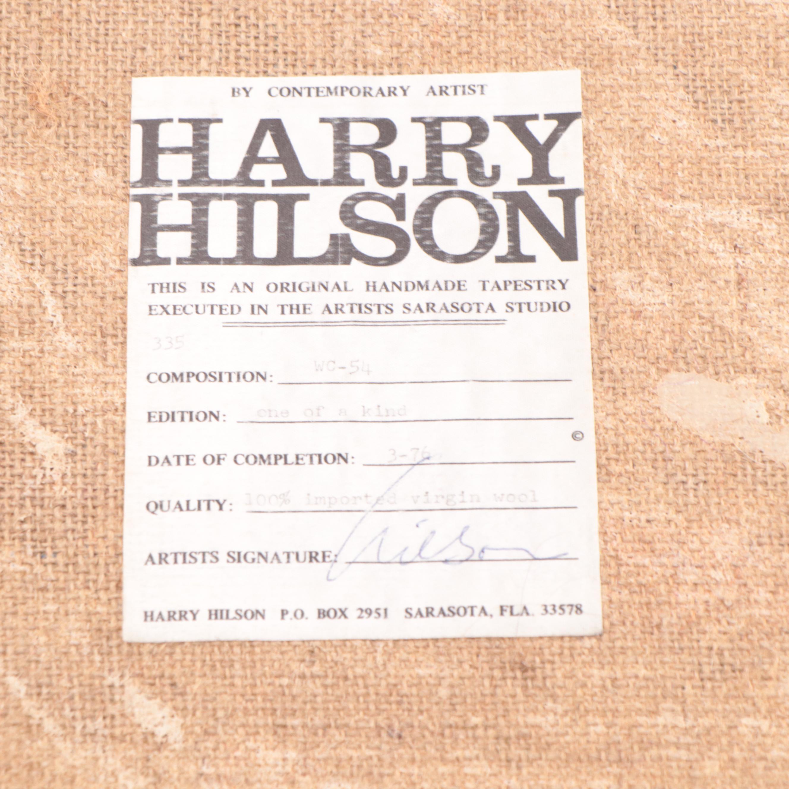 Harry Hilson Abstract Hooked Wool Wall Hanging, 1976