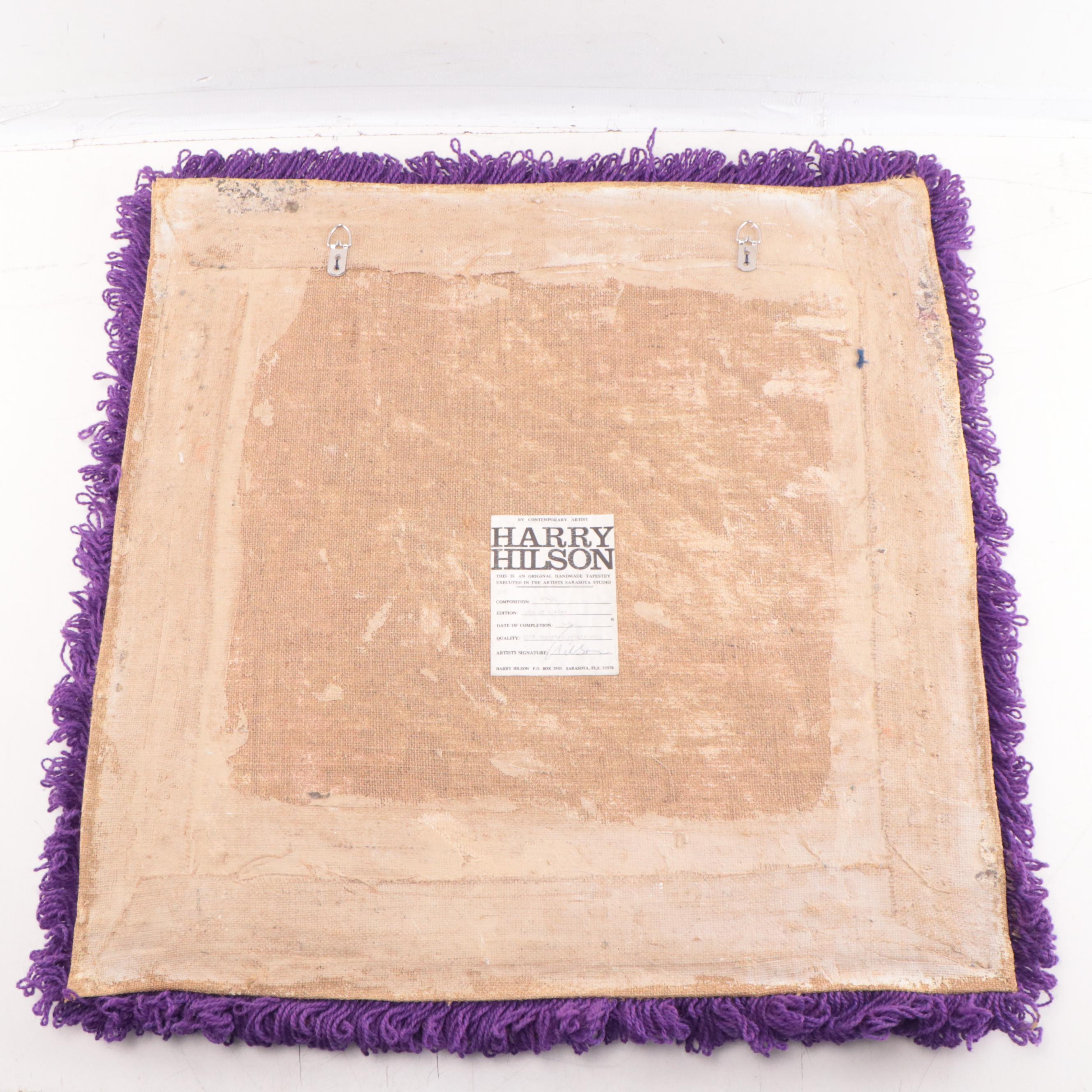 Harry Hilson Abstract Hooked Wool Wall Hanging, 1976