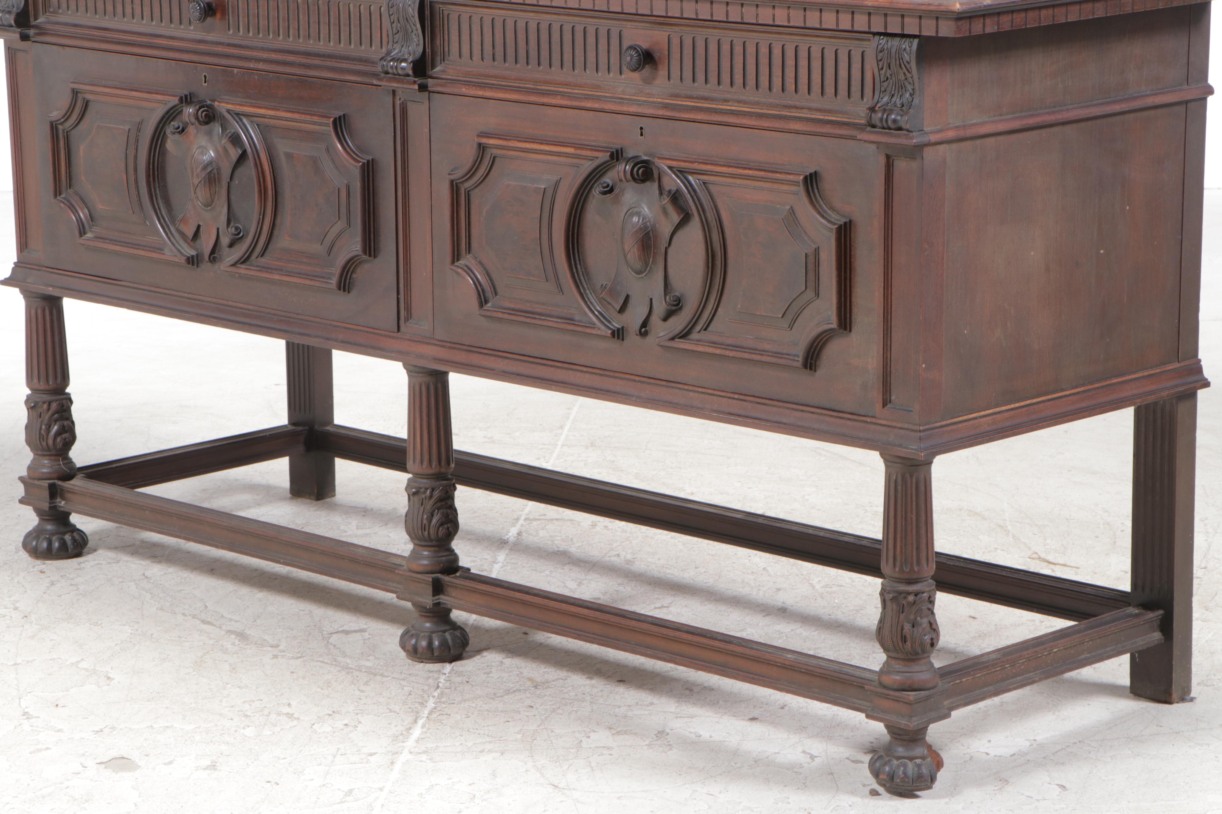 Henshaw's Furniture Renaissance Revival Walnut and Burl Walnut Sideboard