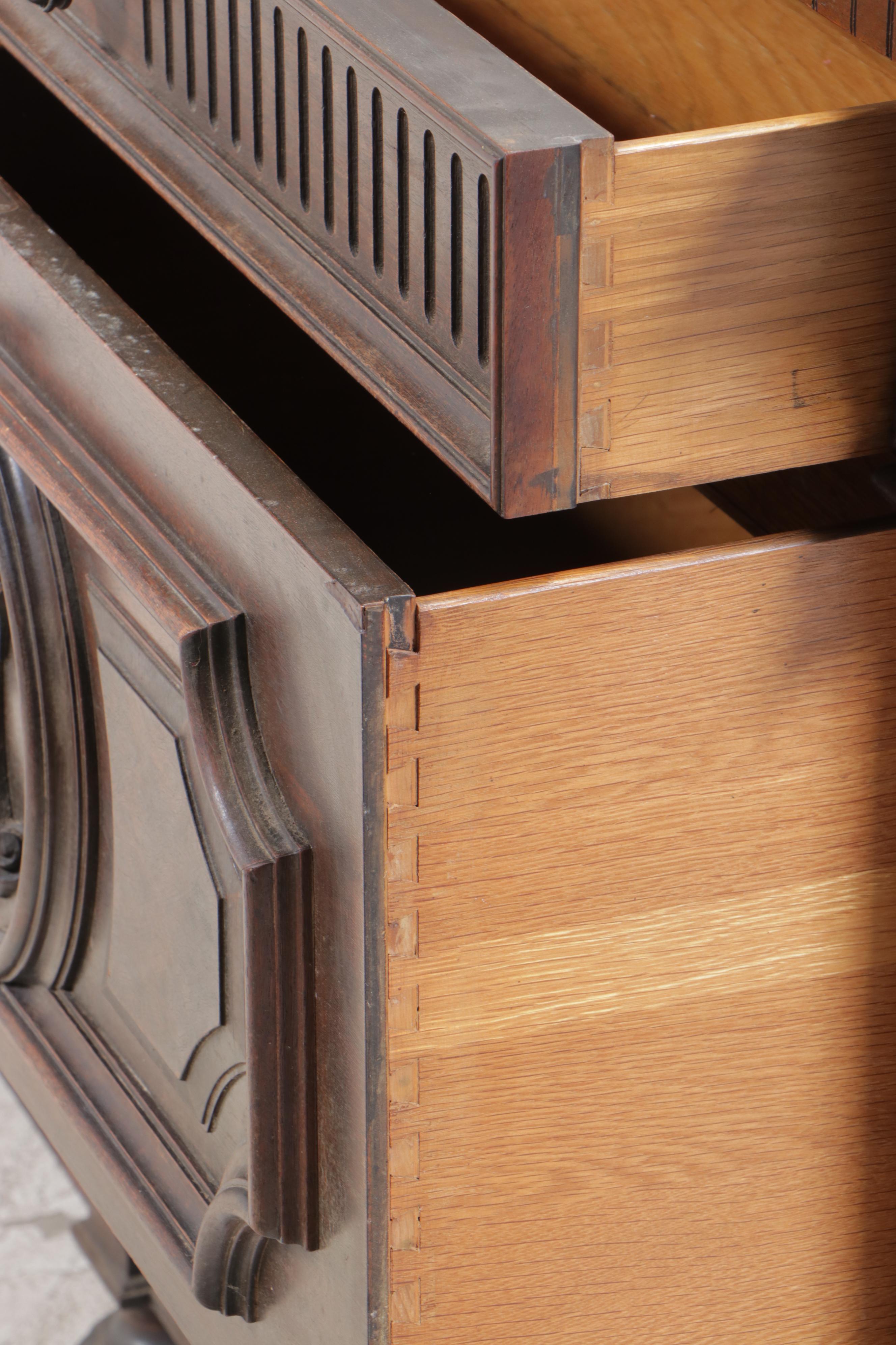 Henshaw's Furniture Renaissance Revival Walnut and Burl Walnut Sideboard