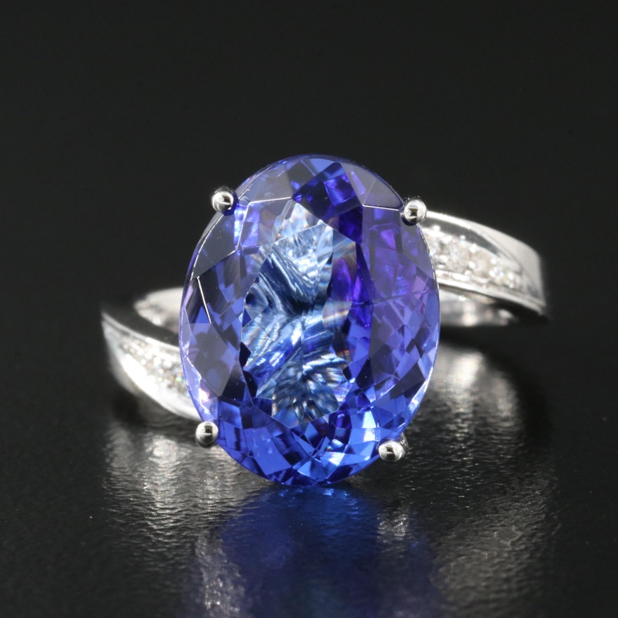 14K 6.33 CT Tanzanite and Diamond Ring