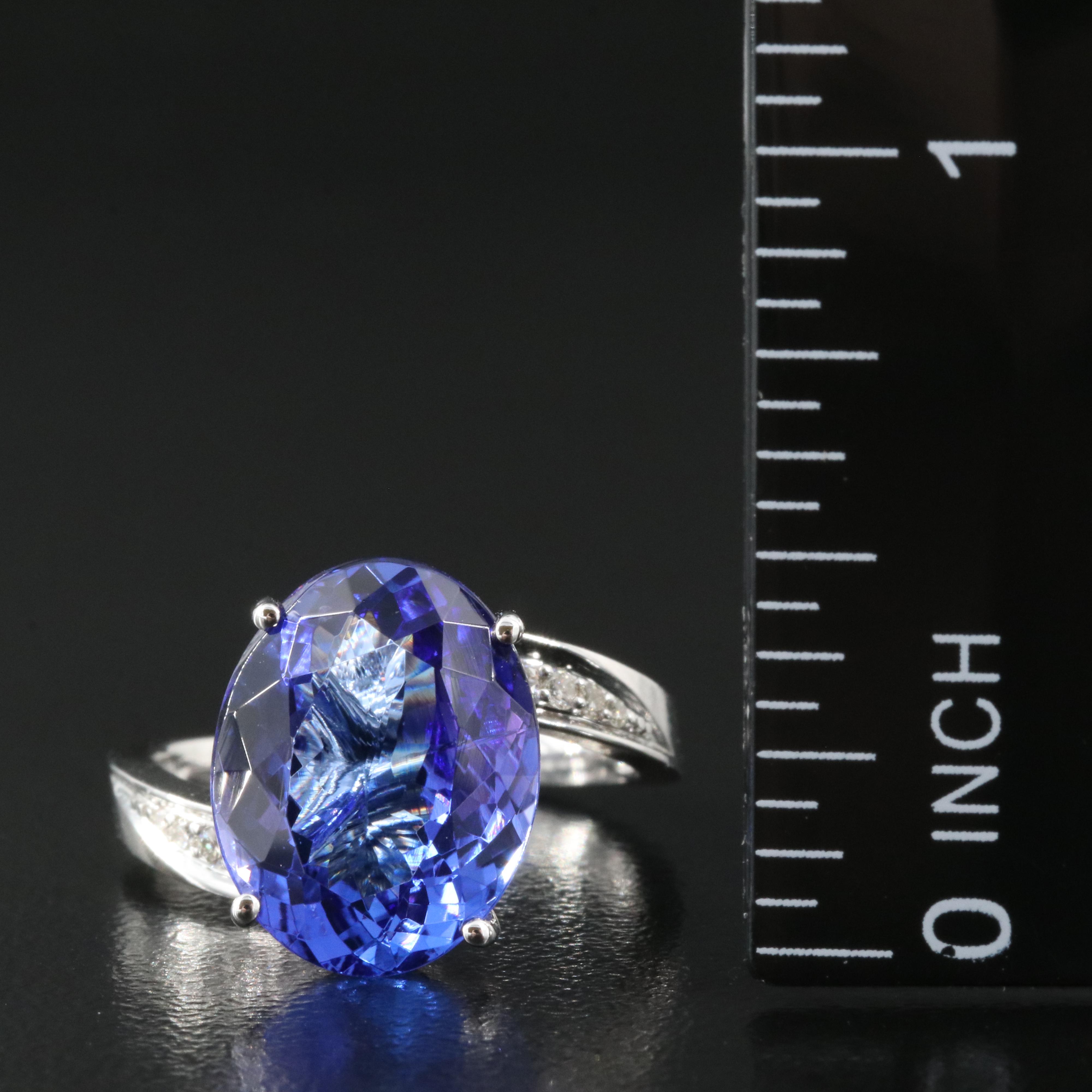 14K 6.33 CT Tanzanite and Diamond Ring