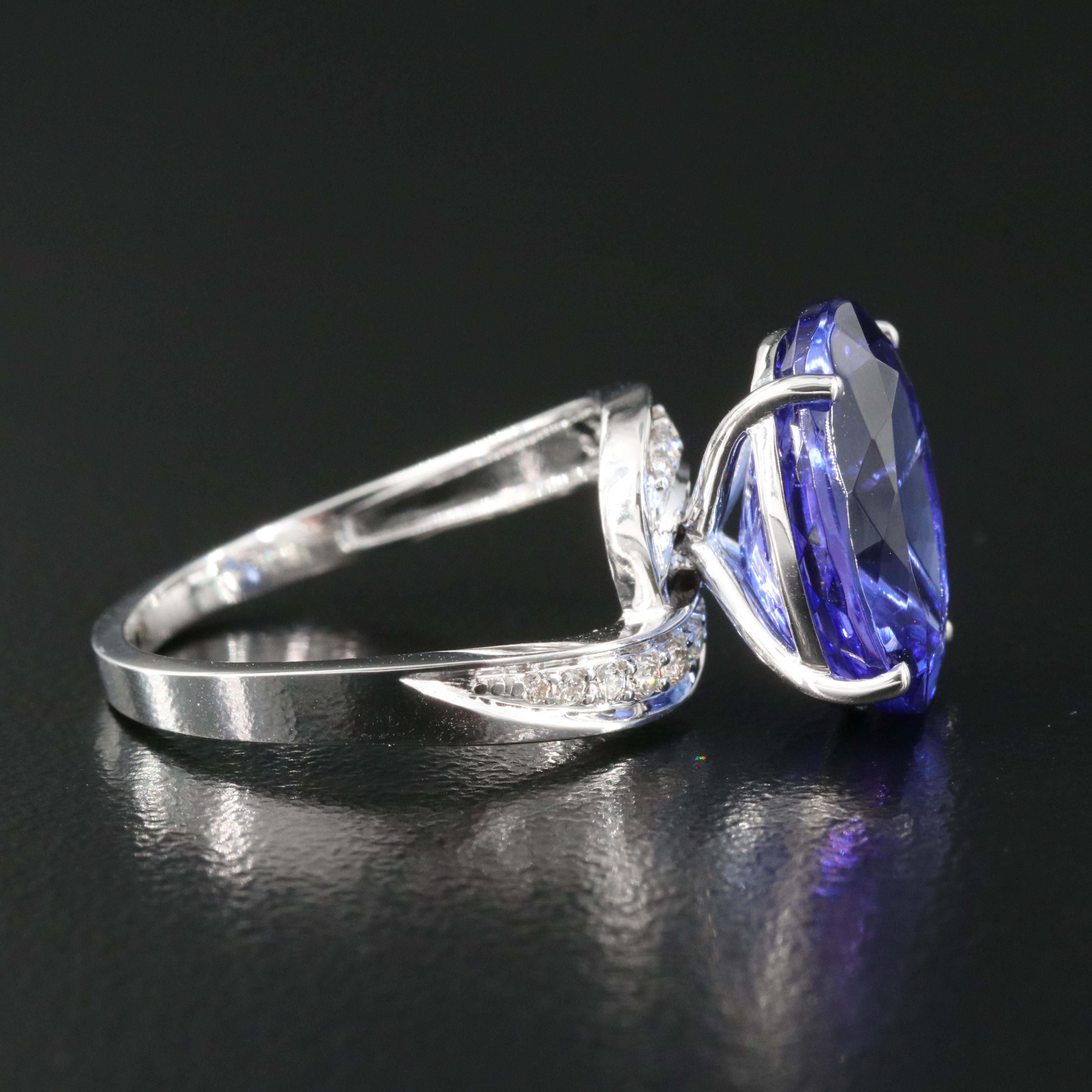 14K 6.33 CT Tanzanite and Diamond Ring