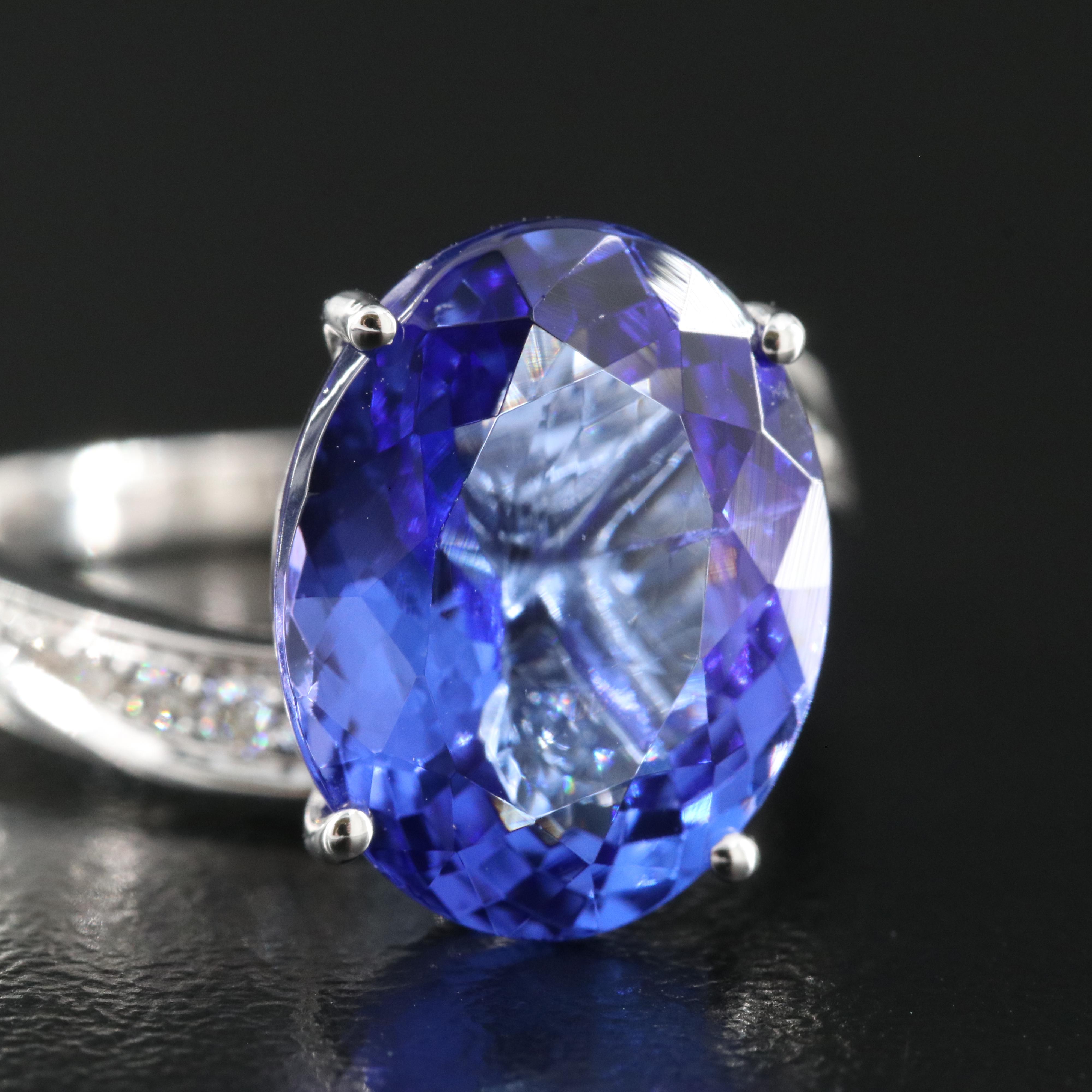 14K 6.33 CT Tanzanite and Diamond Ring