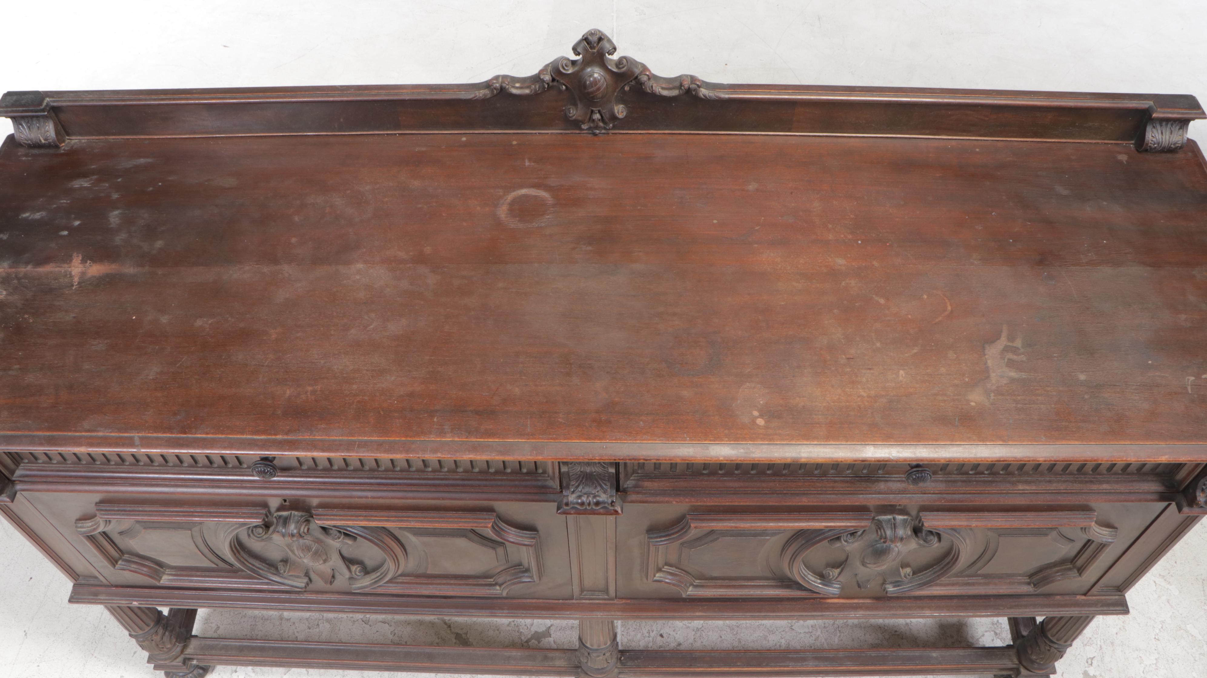 Henshaw's Furniture Renaissance Revival Walnut and Burl Walnut Sideboard