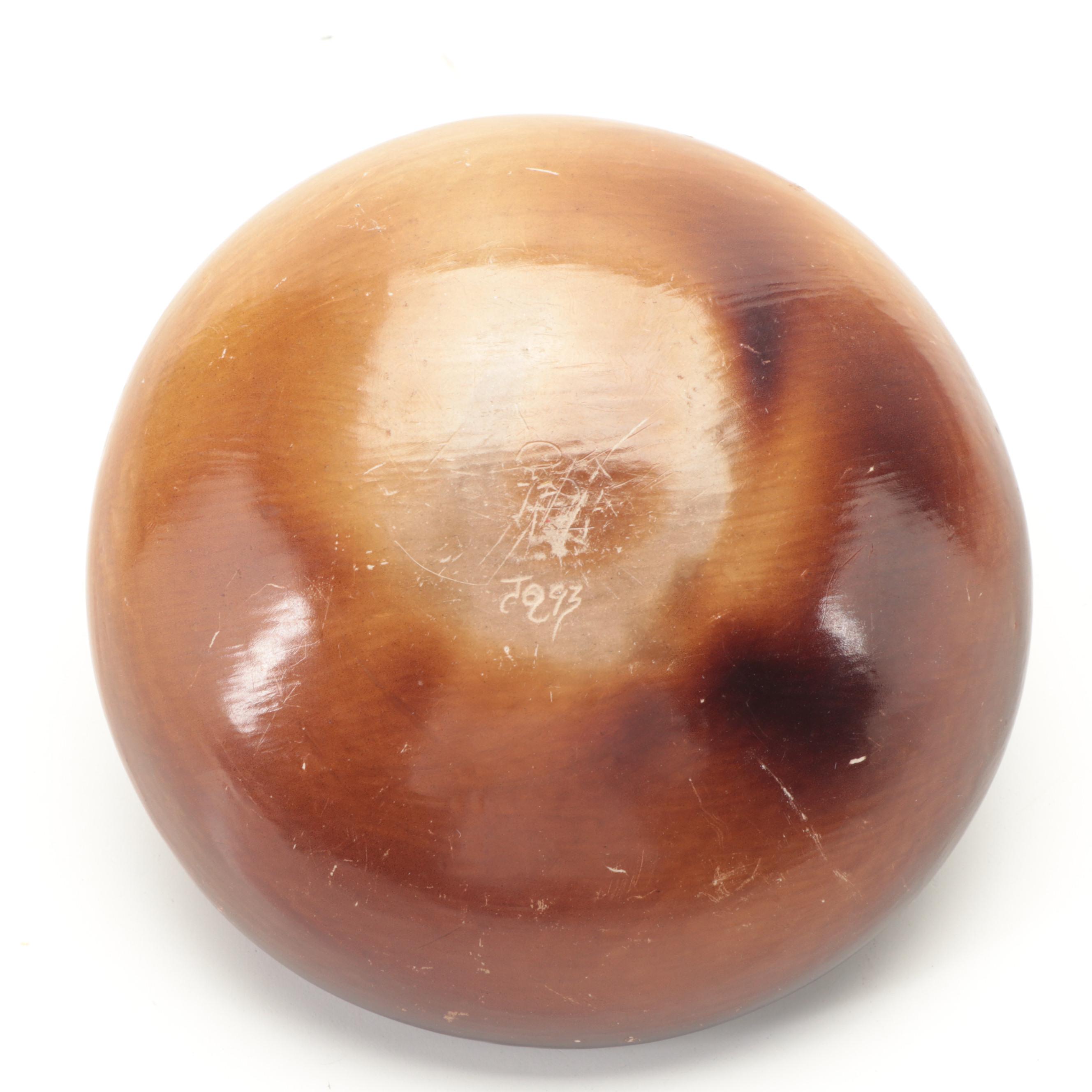 Etched Wood and Turquoise Vessel, Pottery Vase, Rosewood, Other Bison Figures