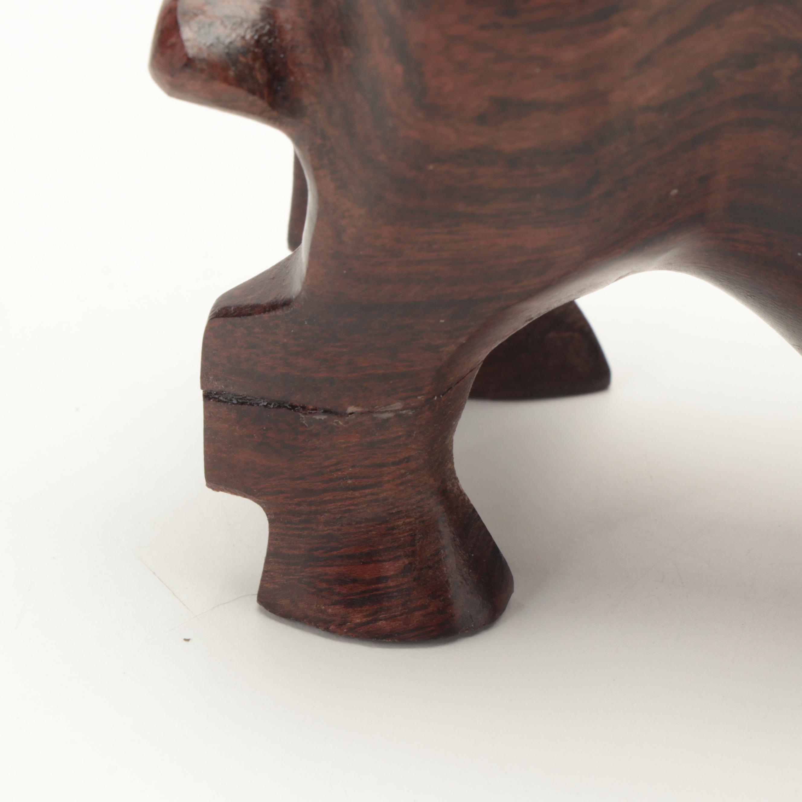 Etched Wood and Turquoise Vessel, Pottery Vase, Rosewood, Other Bison Figures