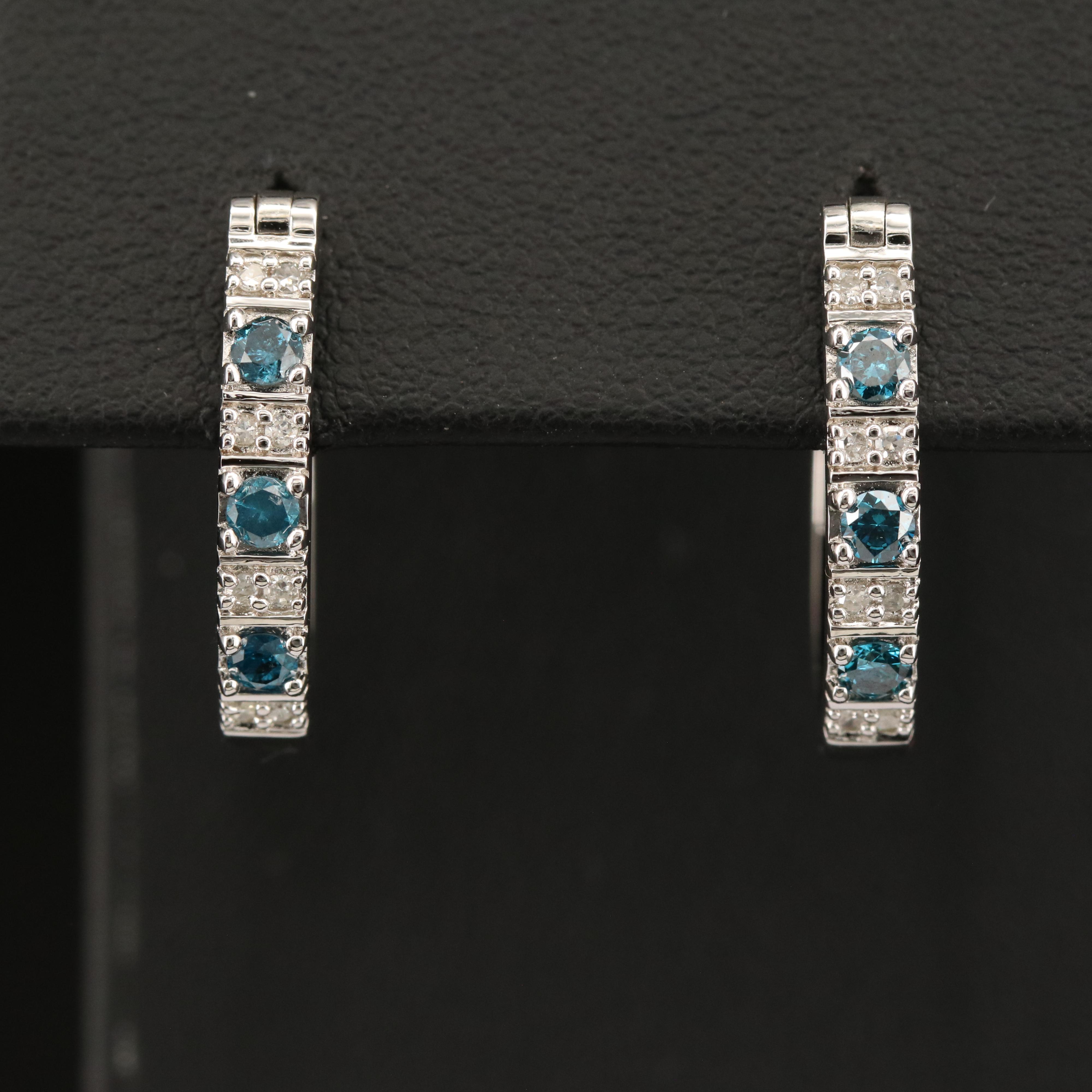 Sterling Diamond Hoop Earrings