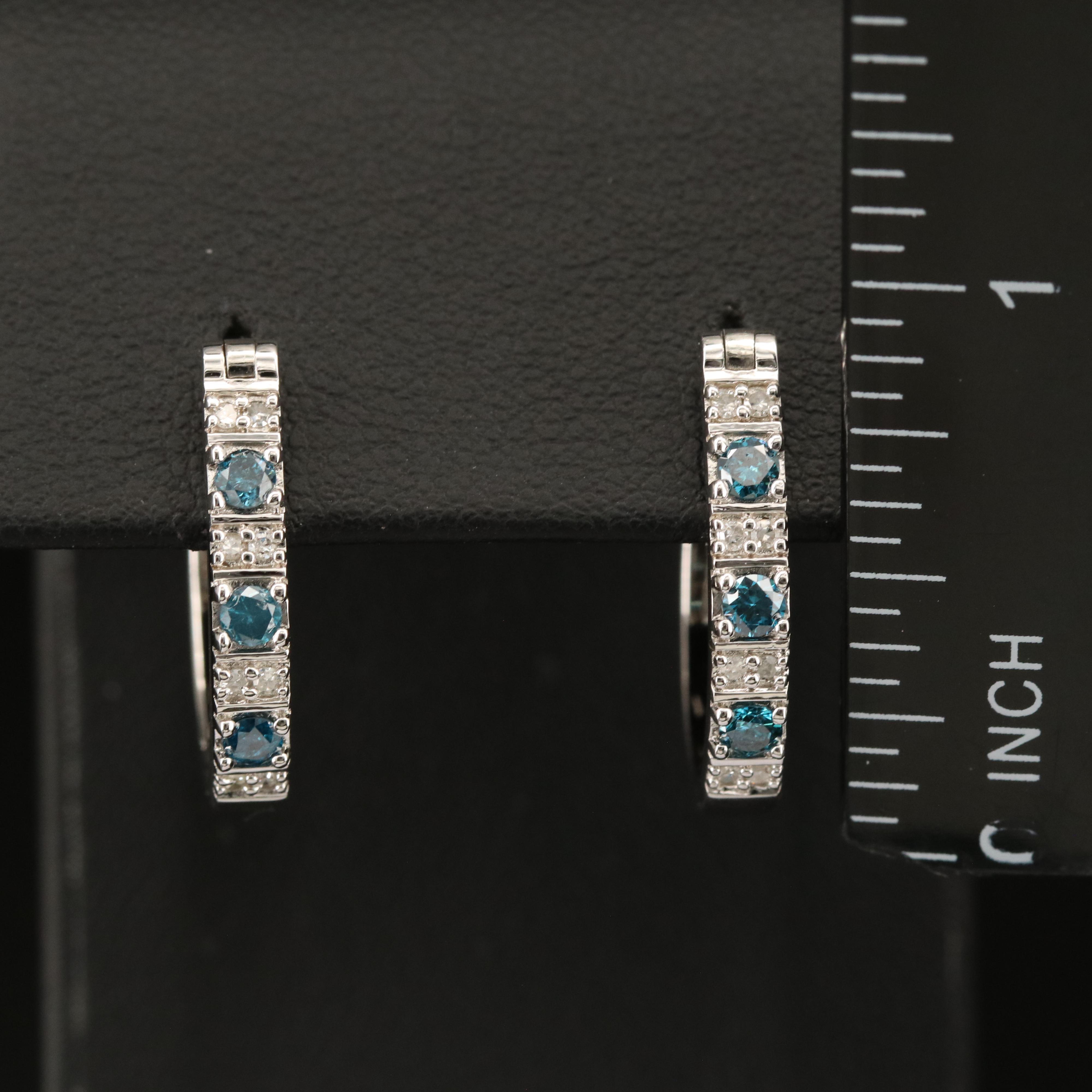 Sterling Diamond Hoop Earrings