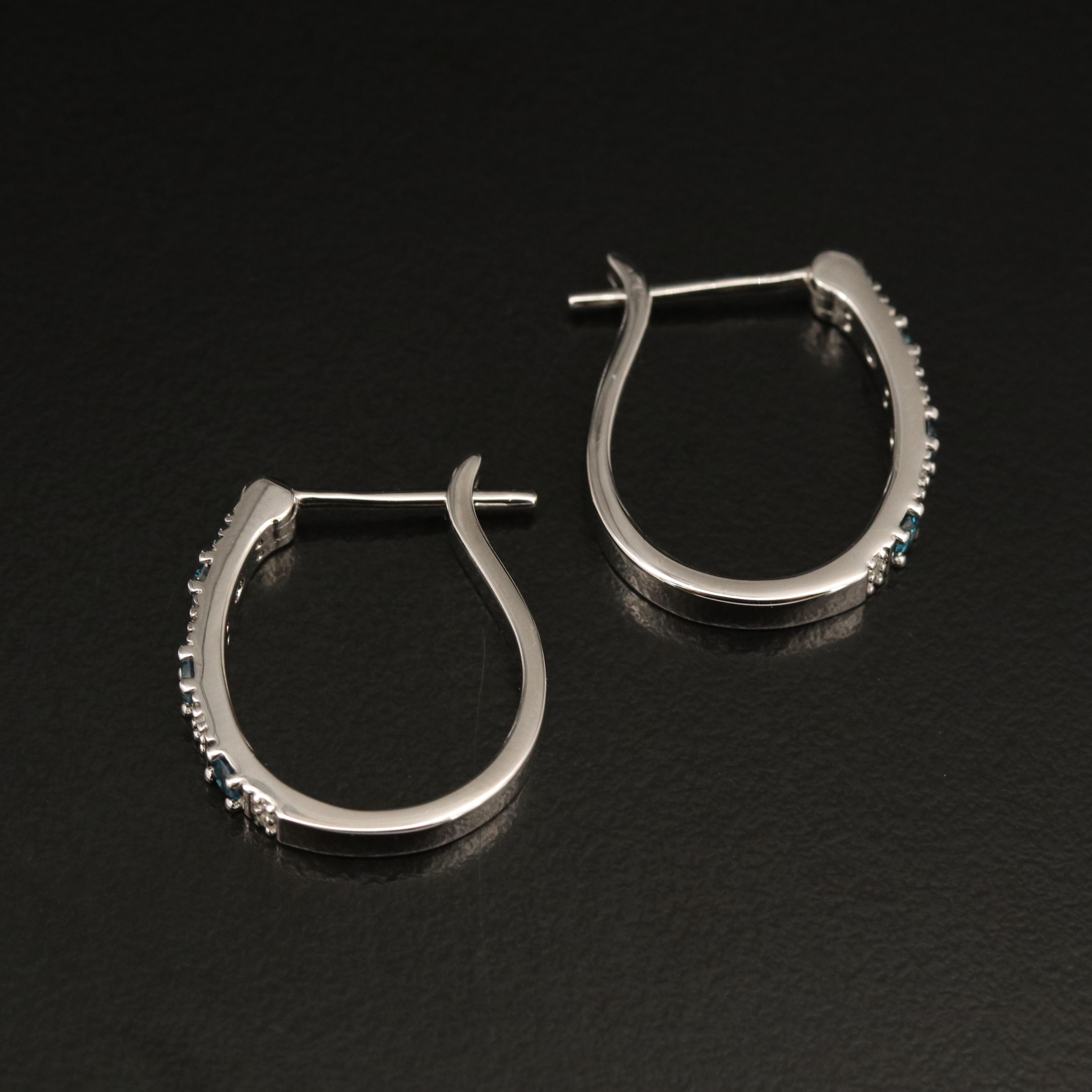 Sterling Diamond Hoop Earrings