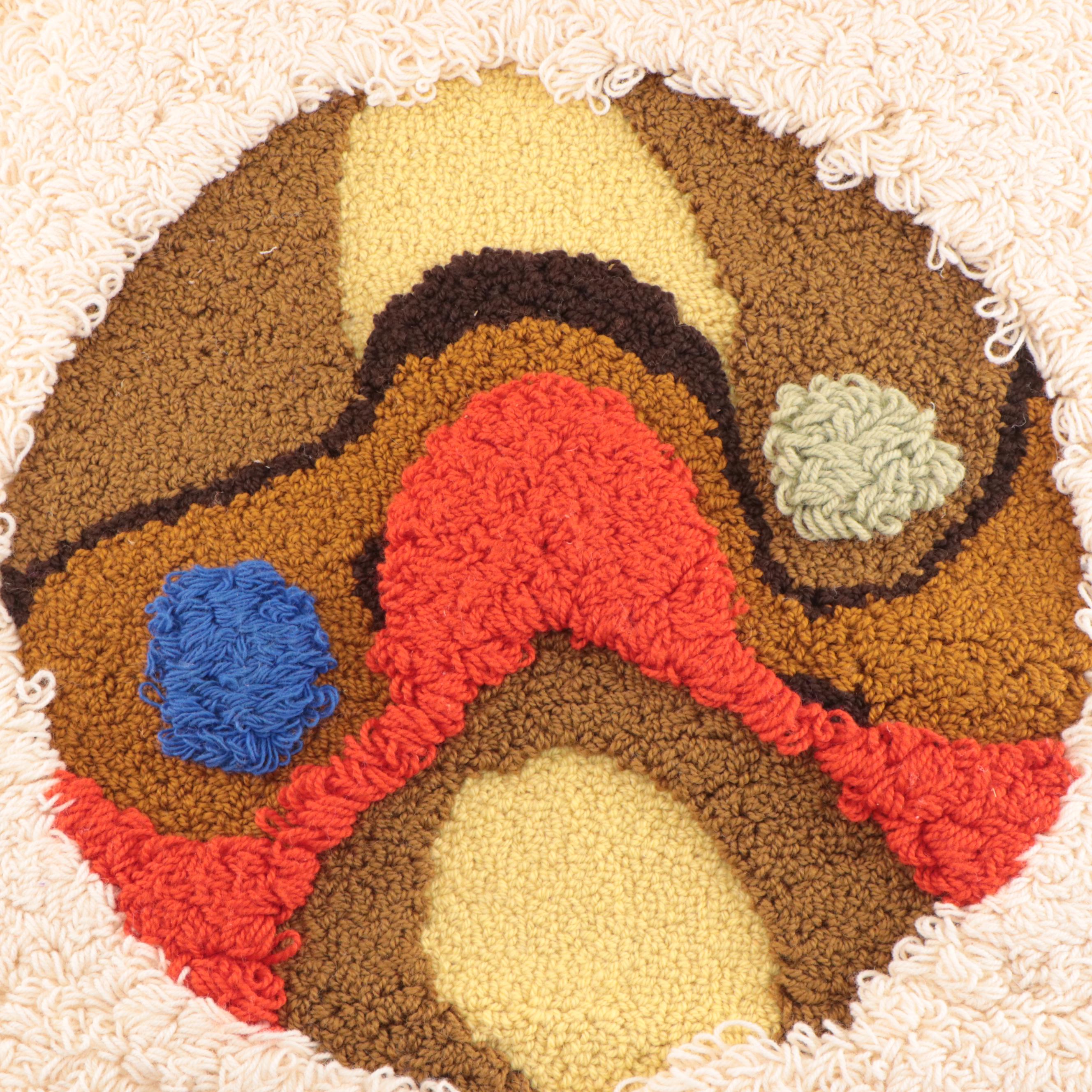 Harry Hilson Abstract Hooked Wool Wall Hanging, Circa 1970