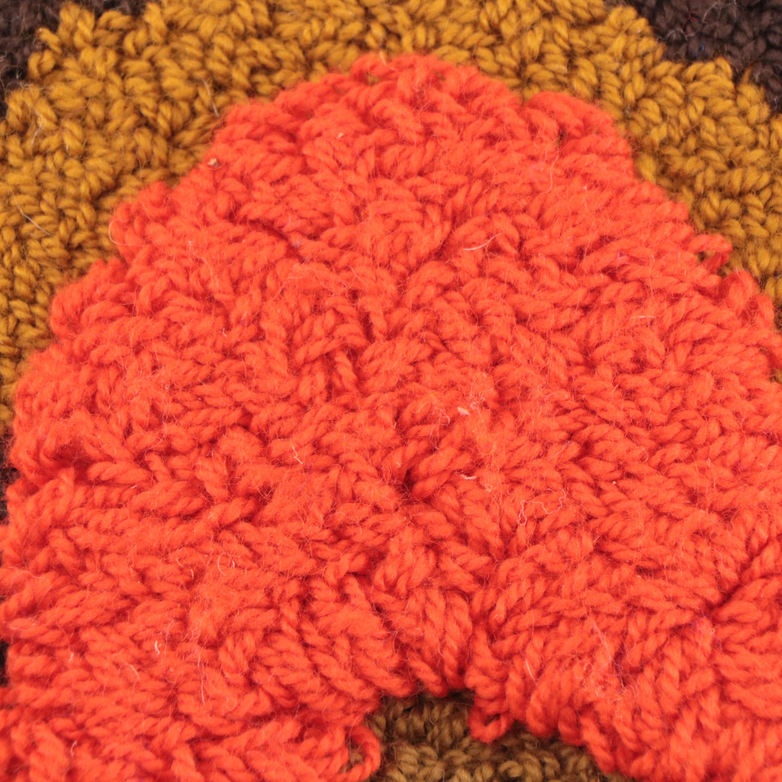 Harry Hilson Abstract Hooked Wool Wall Hanging, Circa 1970