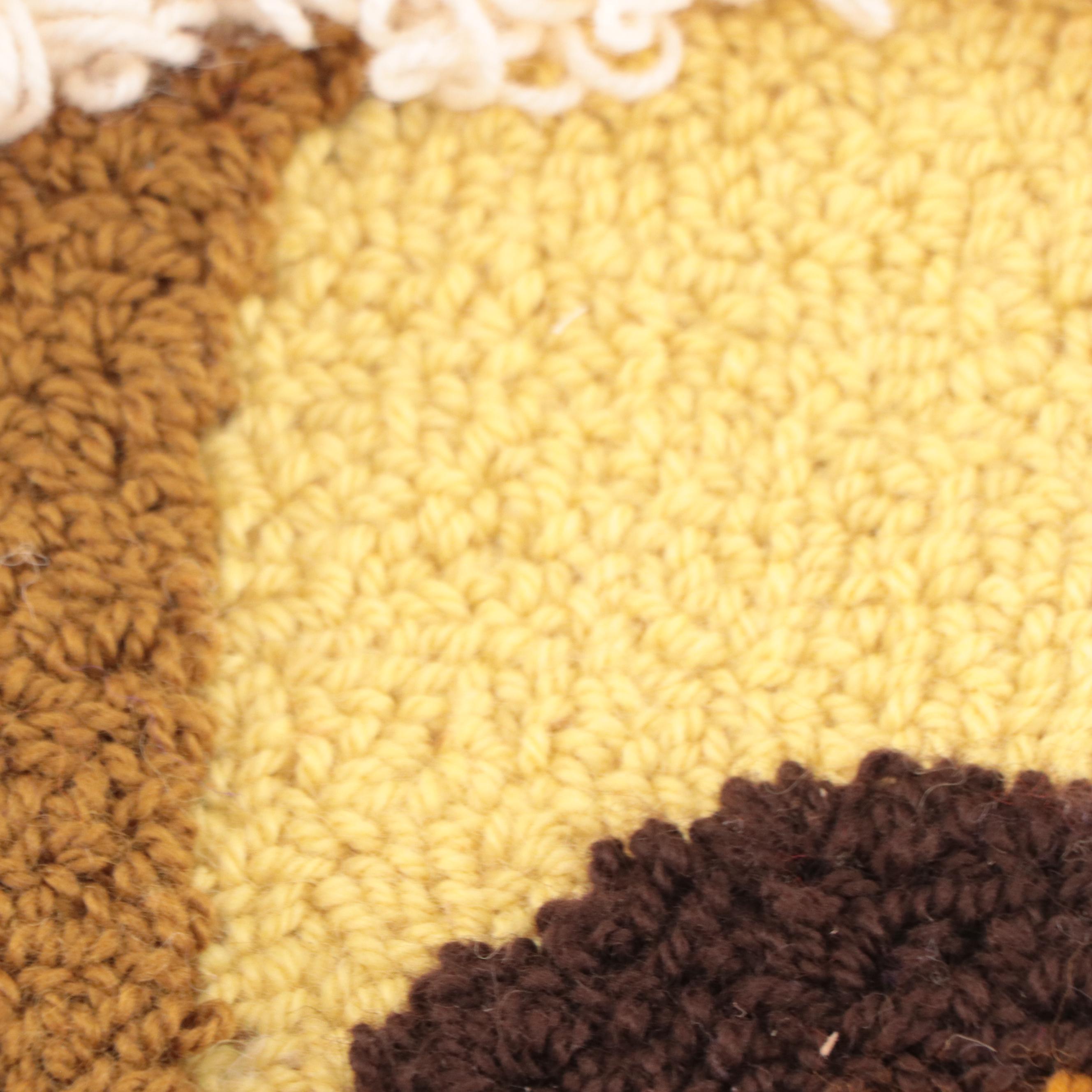 Harry Hilson Abstract Hooked Wool Wall Hanging, Circa 1970