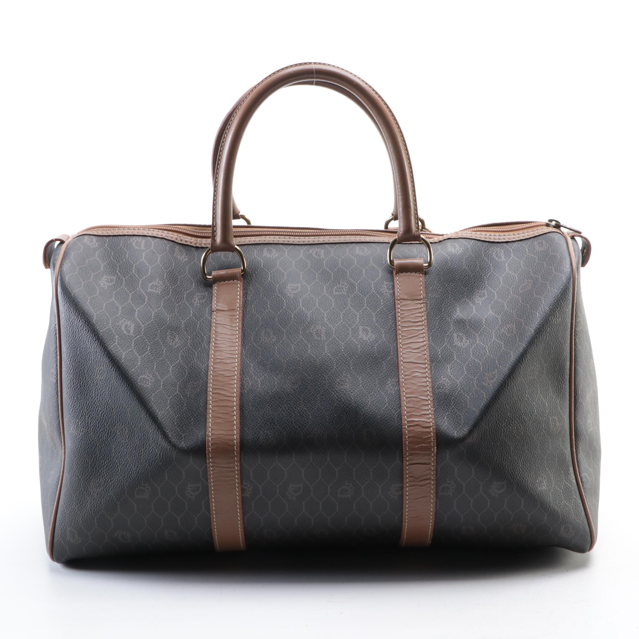 Christian Dior Duffle Bag in Honeycomb Coated Canvas and Leather