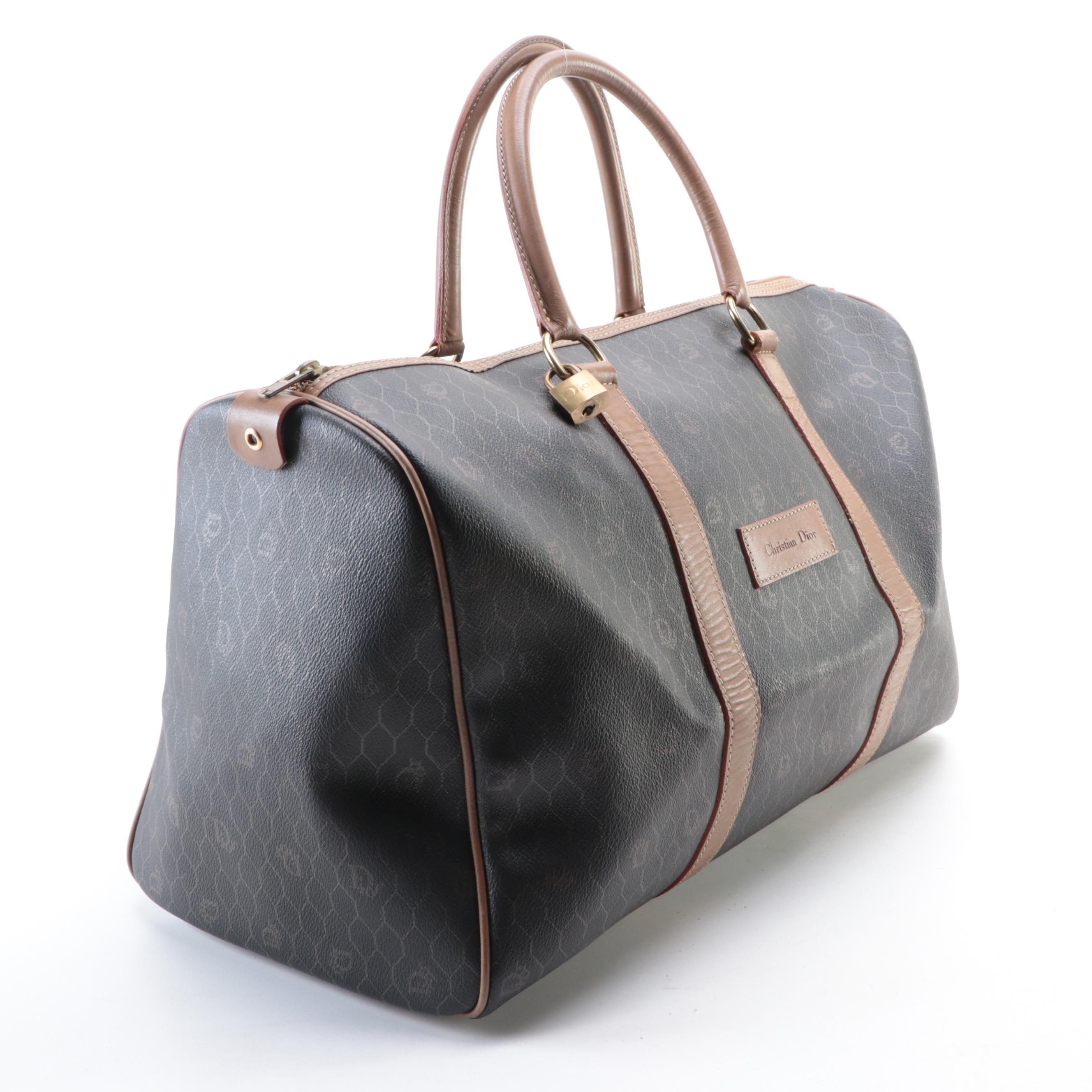 Christian Dior Duffle Bag in Honeycomb Coated Canvas and Leather