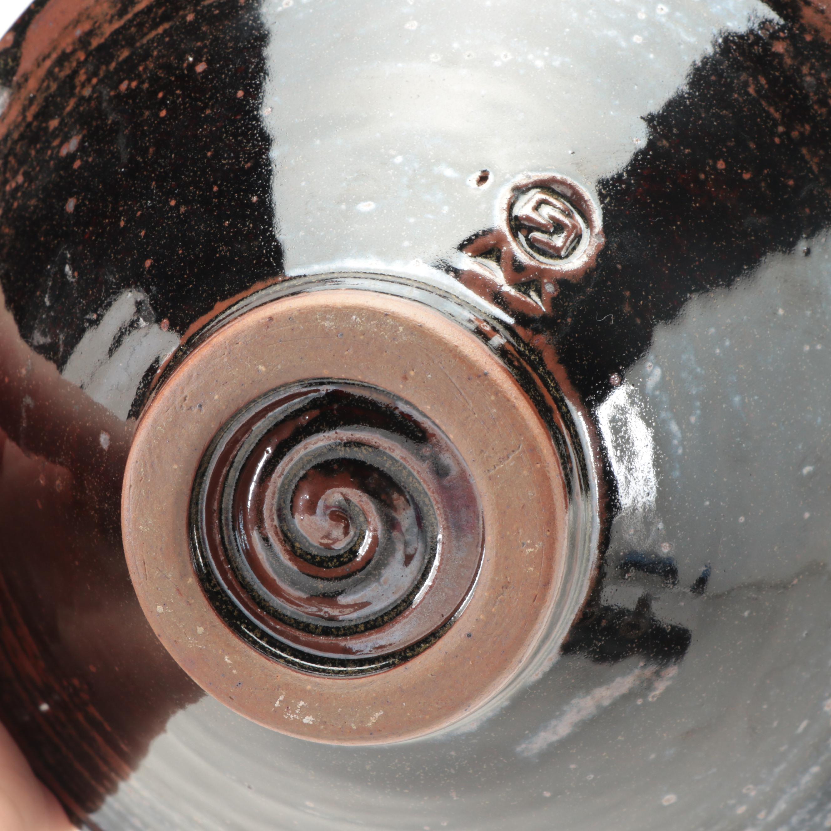 Signed Debbie Lewis Raku Pottery Vase with Other Decorative Bowl and Vase