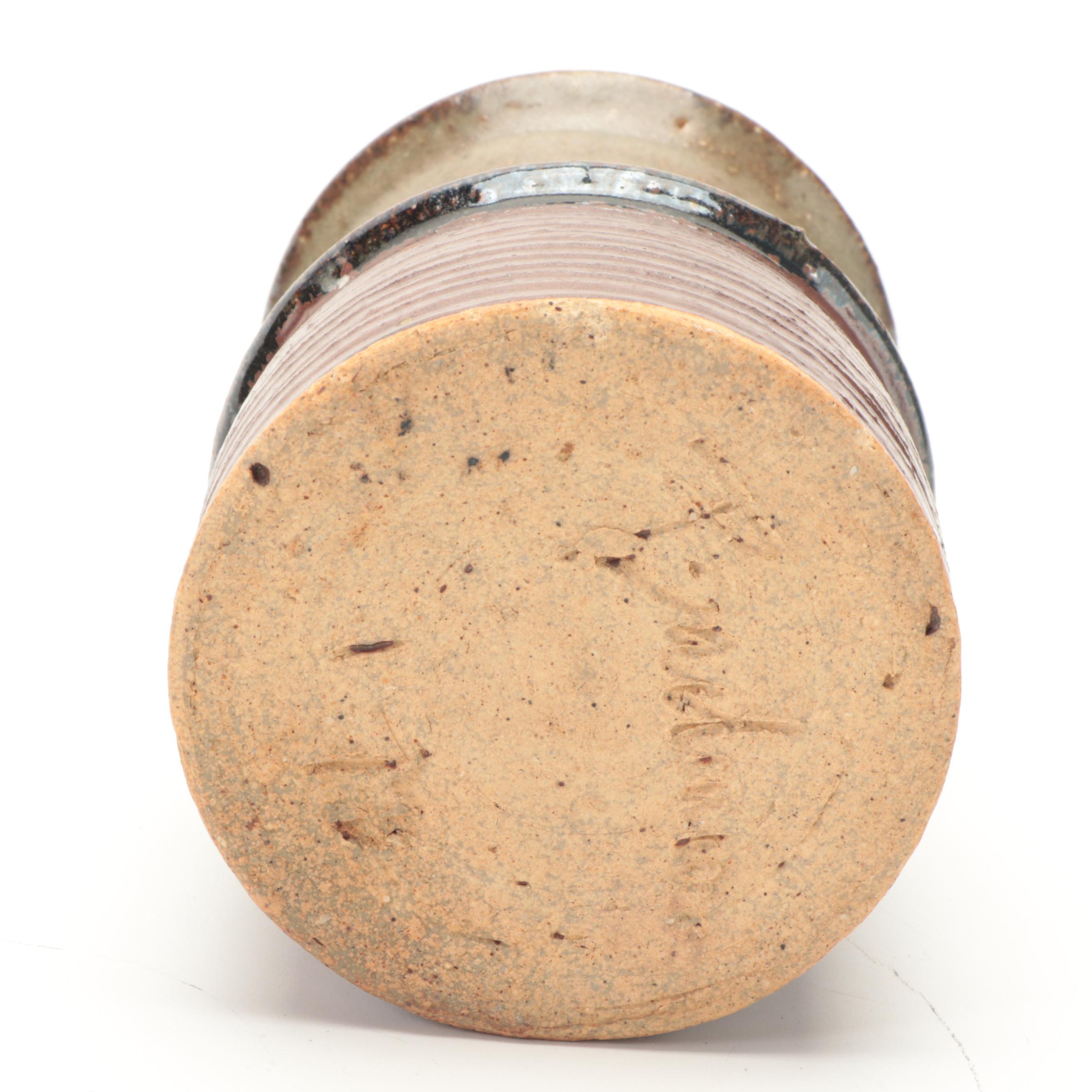 Signed Debbie Lewis Raku Pottery Vase with Other Decorative Bowl and Vase