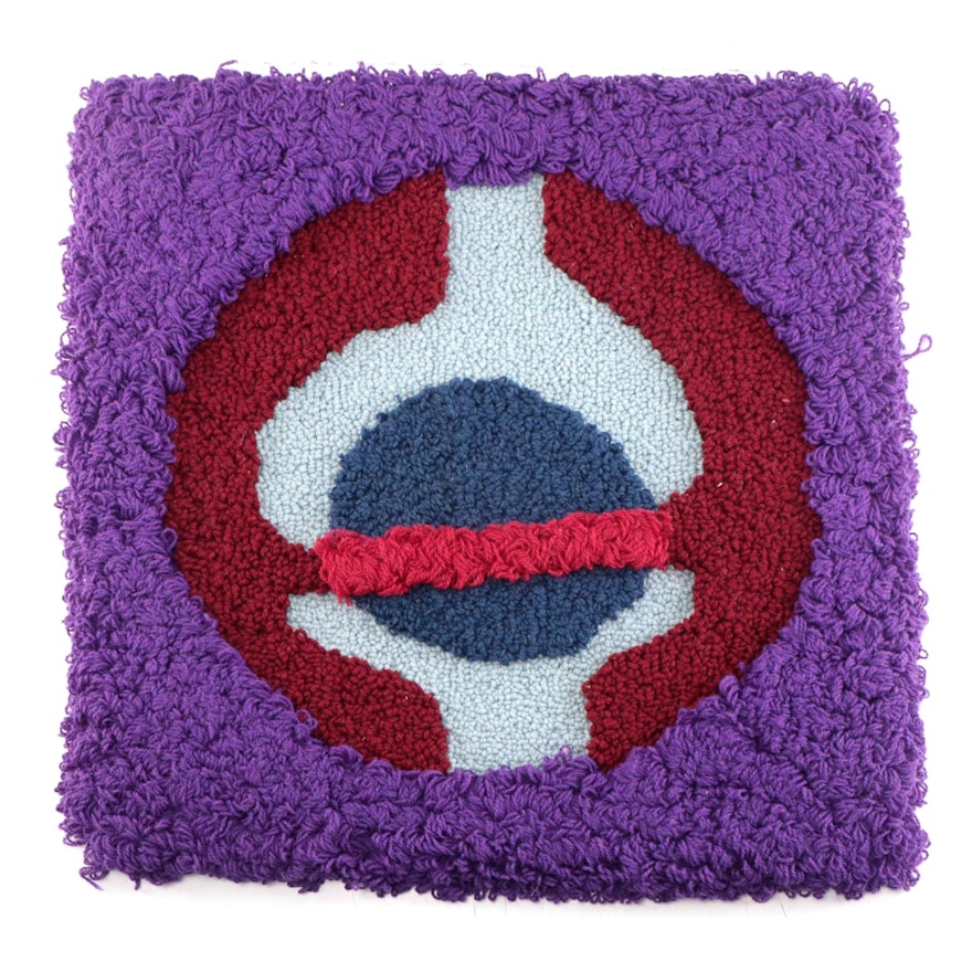 Harry Hilson Abstract Hooked Wool Wall Hanging, 1976