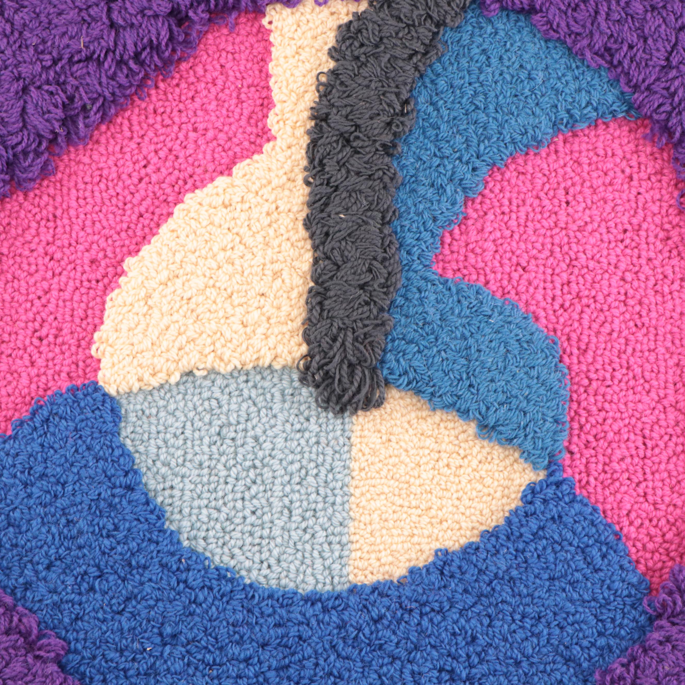 Harry Hilson Abstract Hooked Wool Wall Hanging, 1976