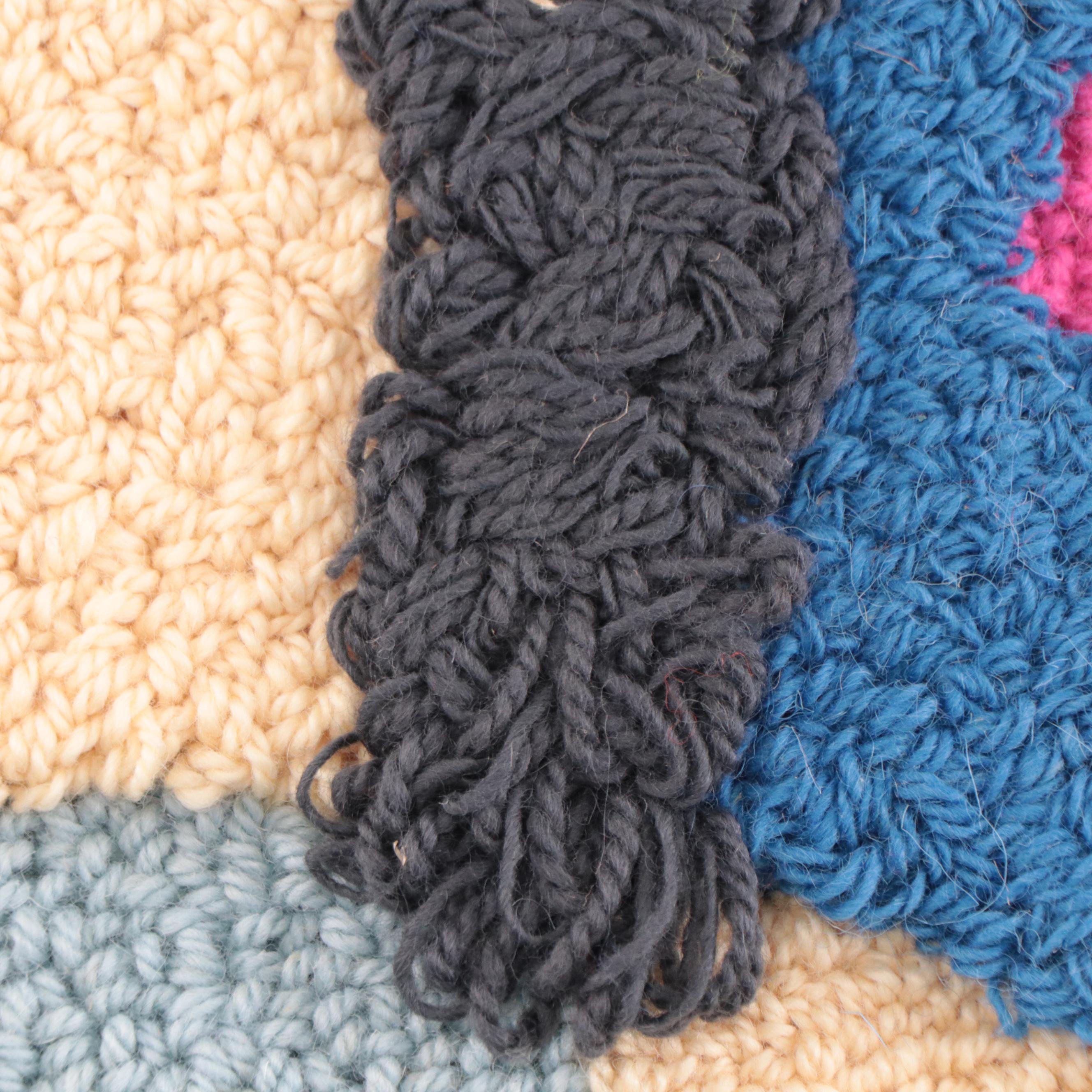 Harry Hilson Abstract Hooked Wool Wall Hanging, 1976