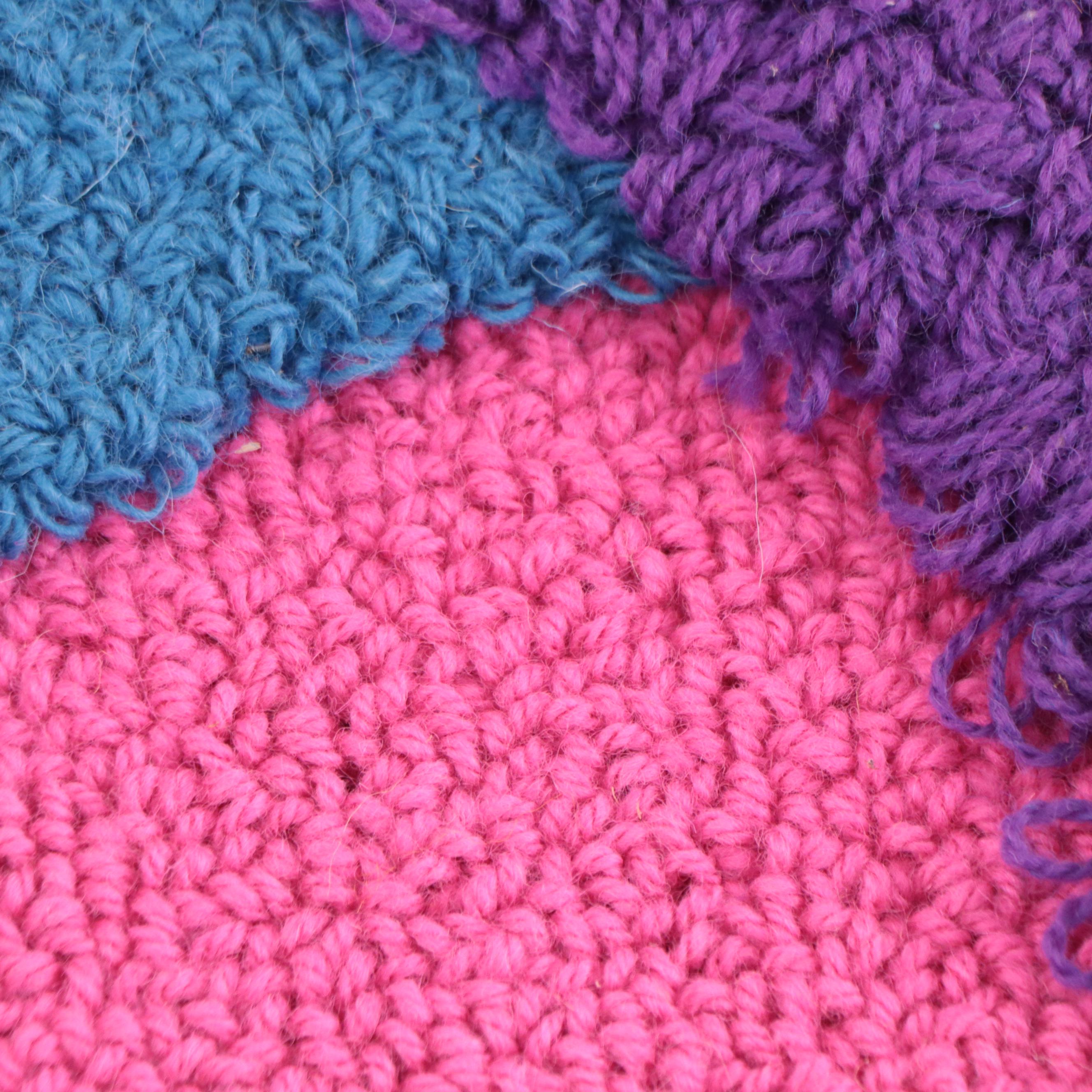 Harry Hilson Abstract Hooked Wool Wall Hanging, 1976