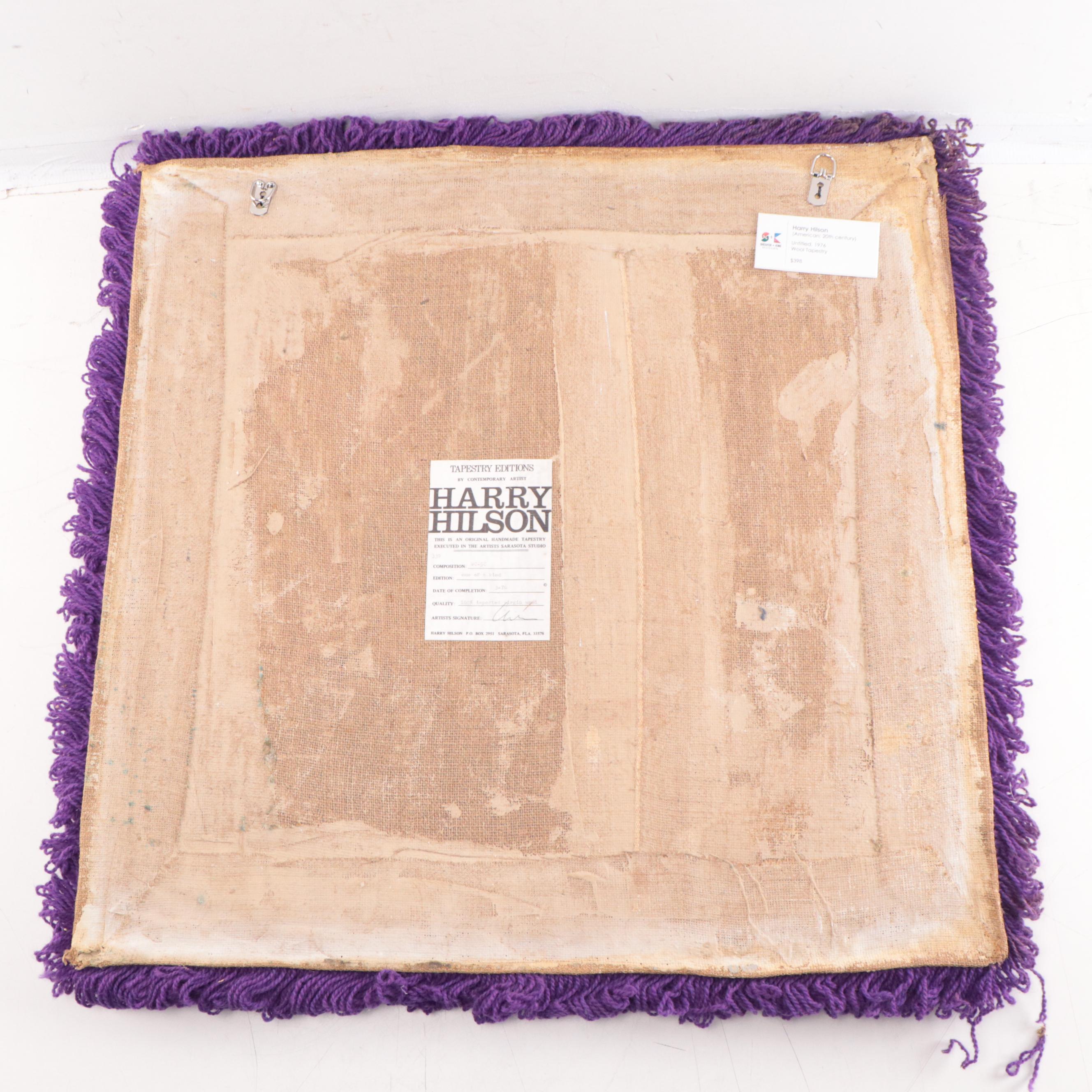 Harry Hilson Abstract Hooked Wool Wall Hanging, 1976