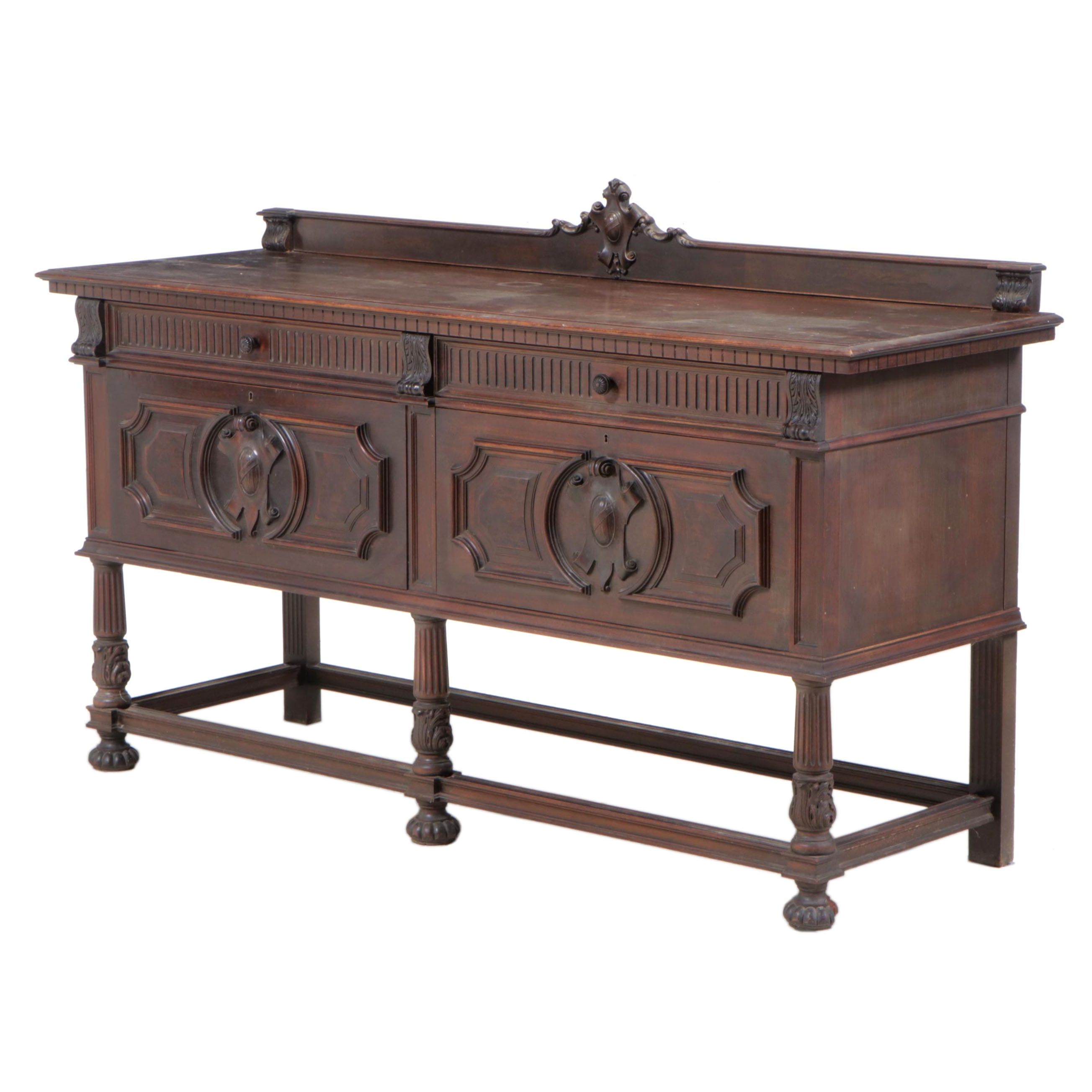 Henshaw's Furniture Renaissance Revival Walnut and Burl Walnut Sideboard