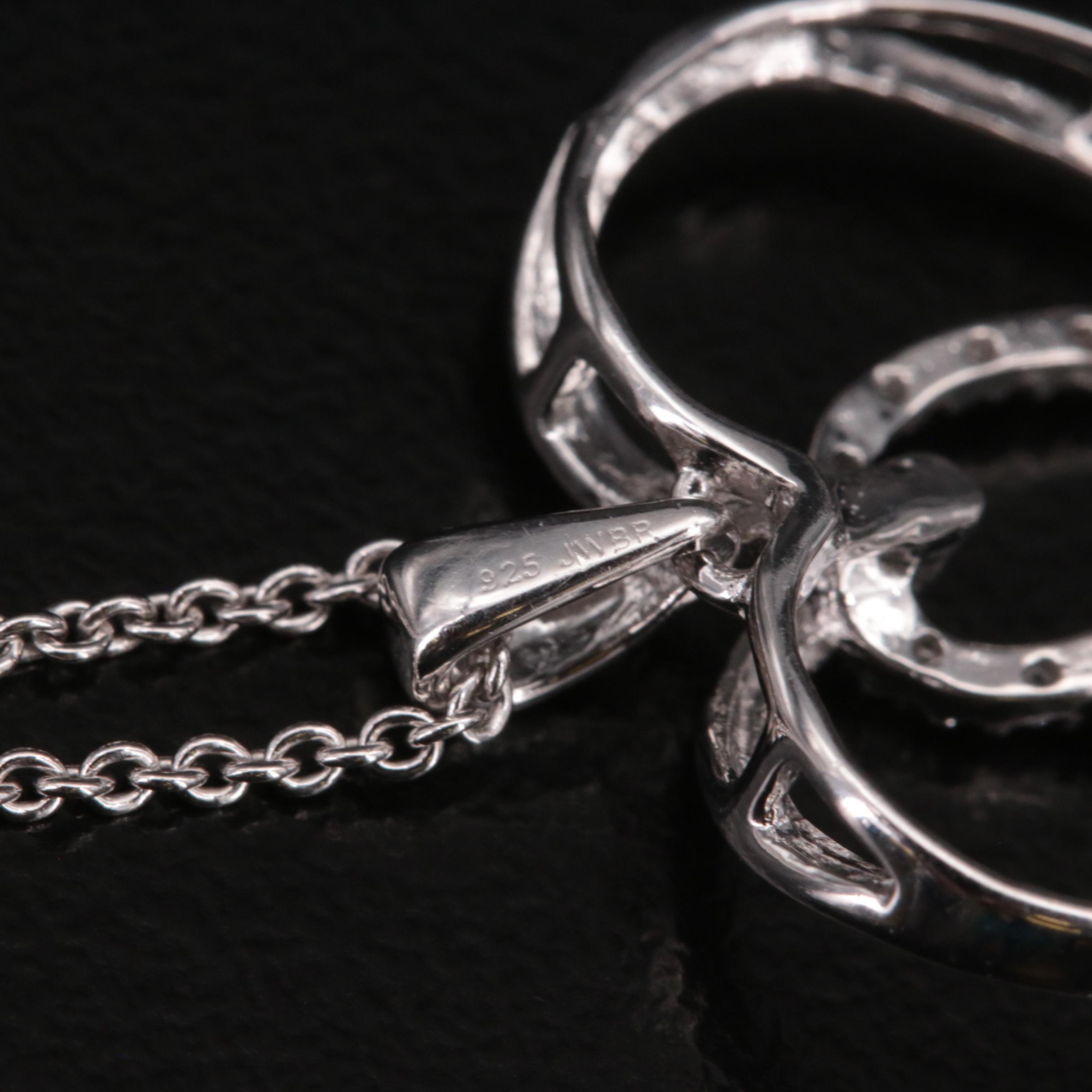 Sterling and Diamond Double Heart Pendant Necklace