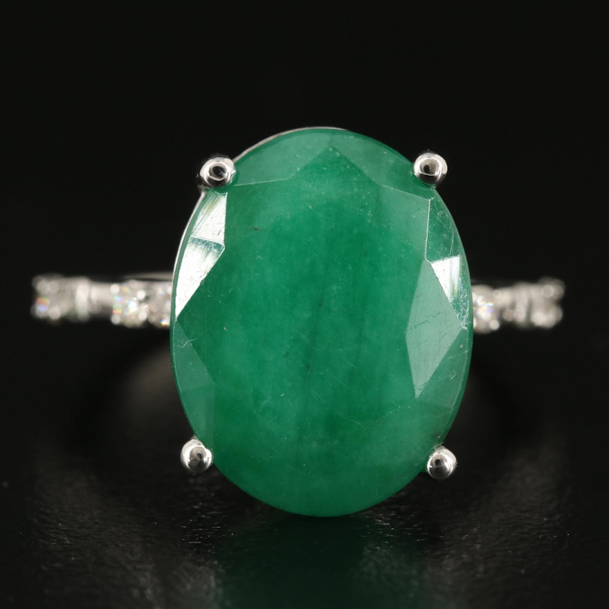 14K 7.66 CT Emerald and Diamond Ring