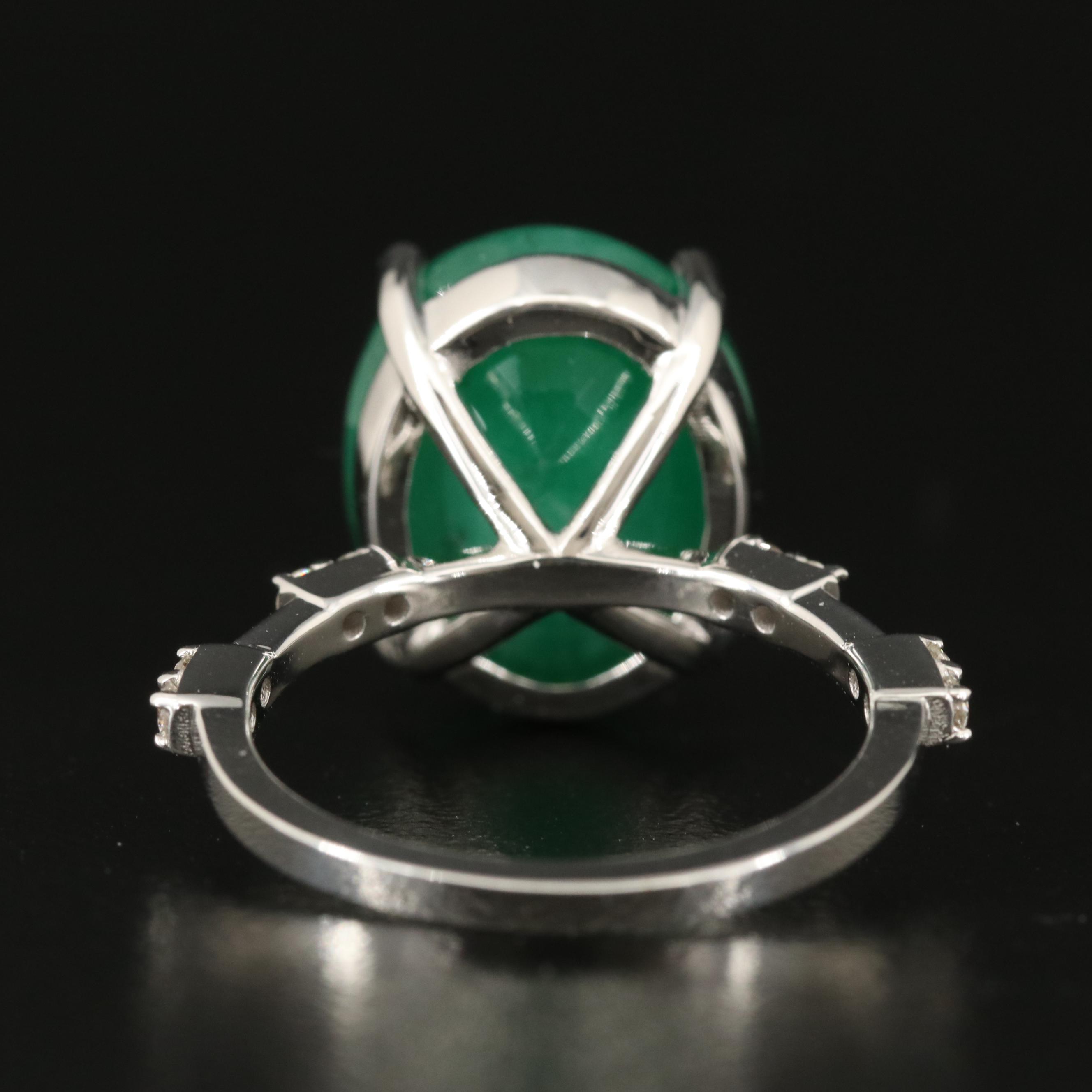 14K 7.66 CT Emerald and Diamond Ring