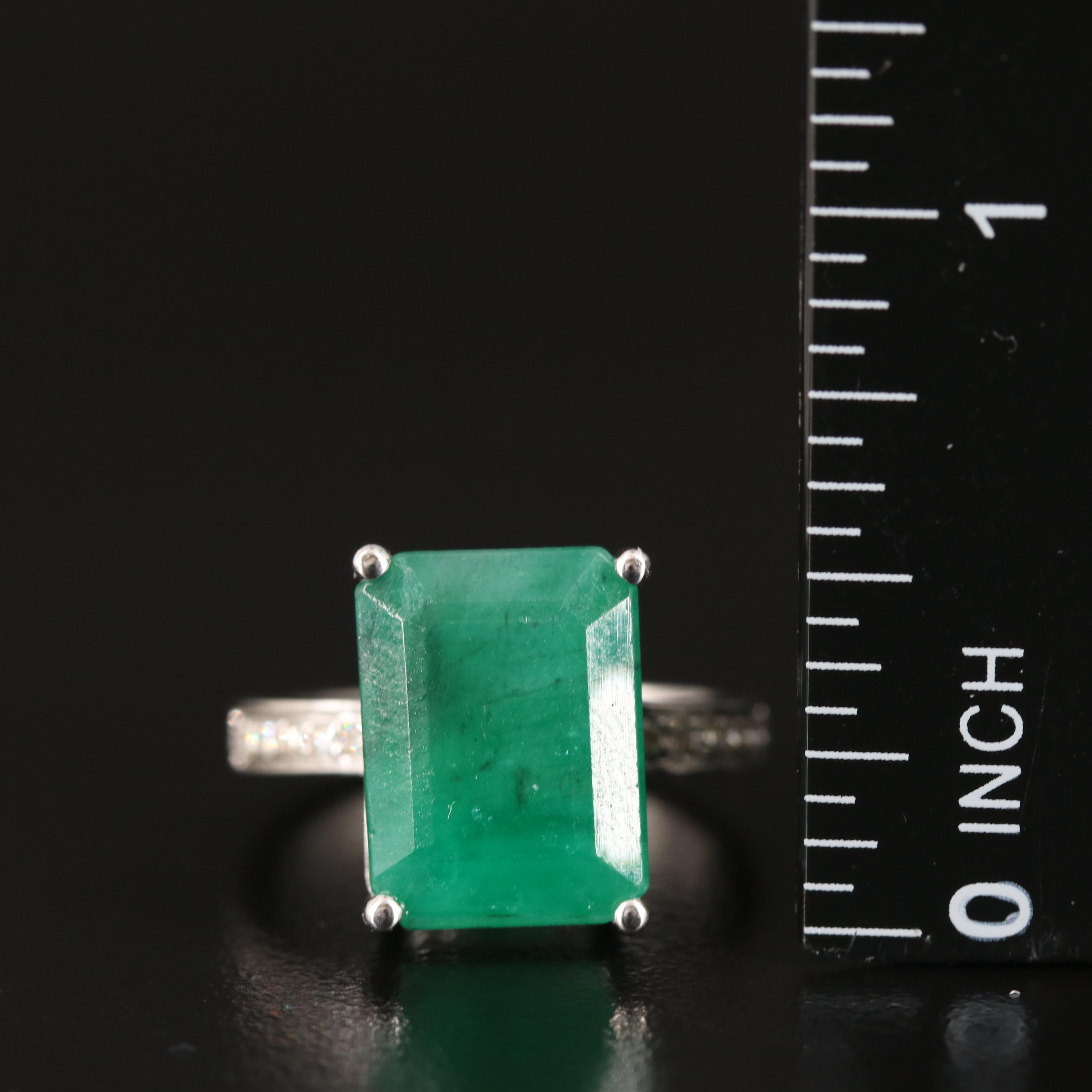 14K 7.58 CT Emerald and Diamond Ring