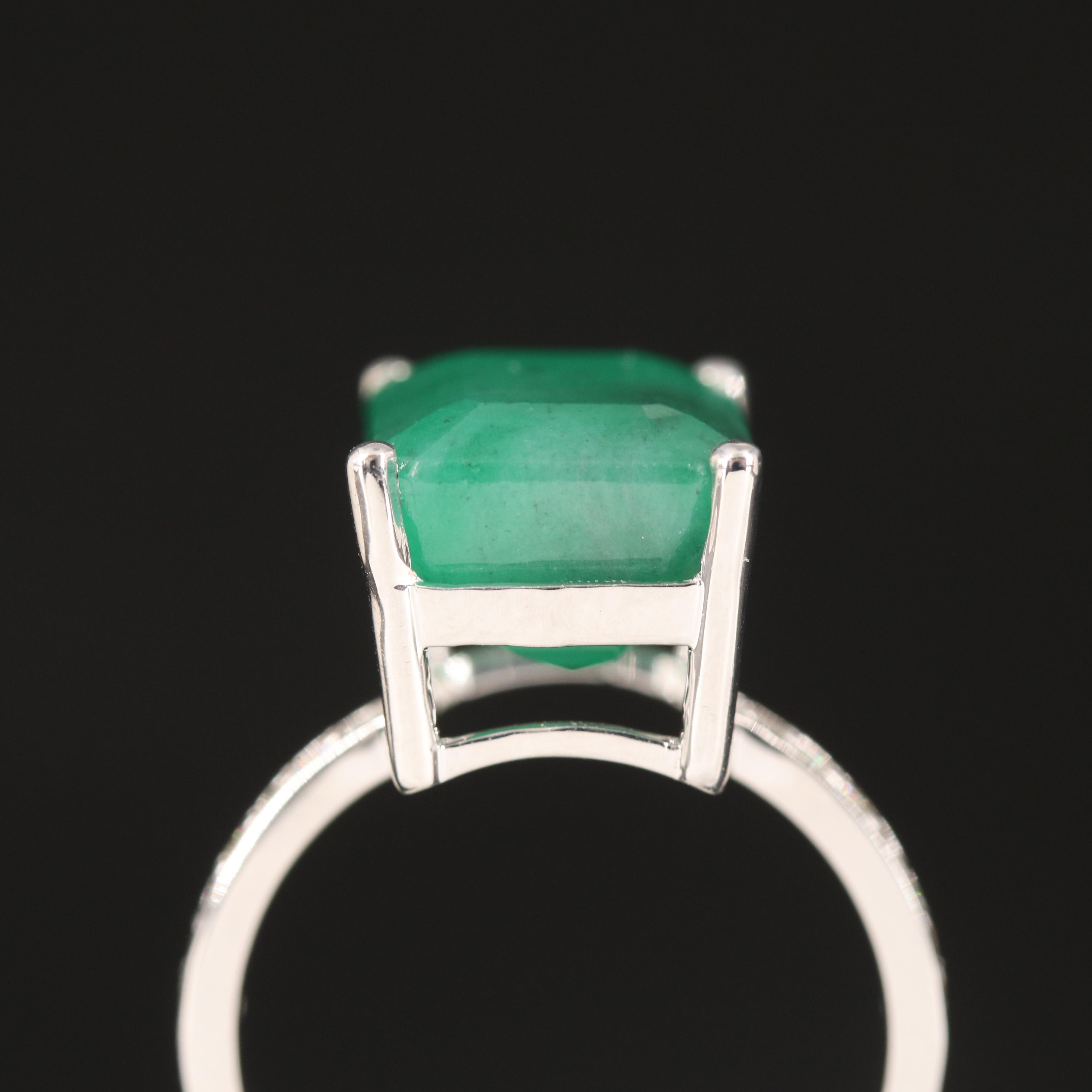 14K 7.58 CT Emerald and Diamond Ring