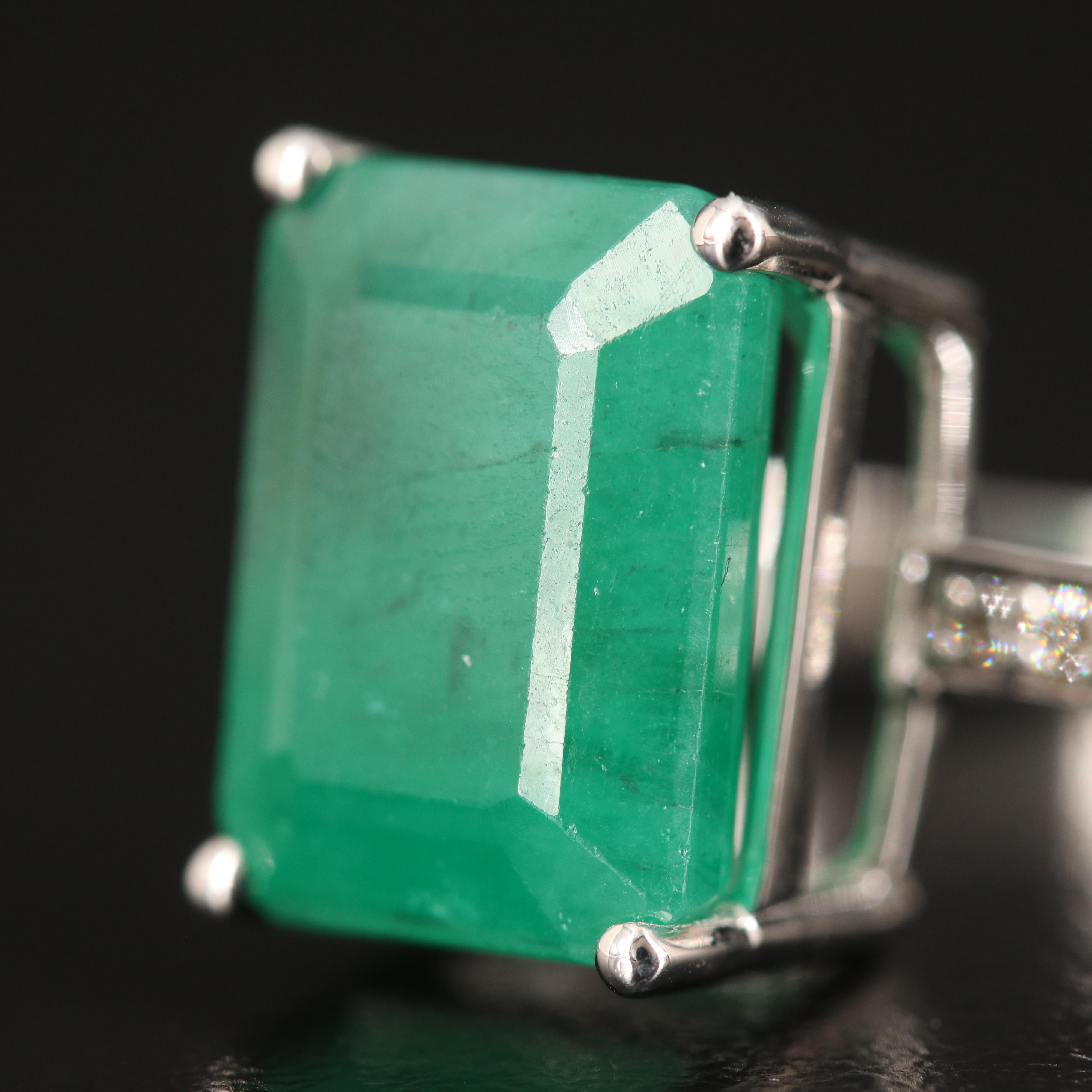 14K 7.58 CT Emerald and Diamond Ring