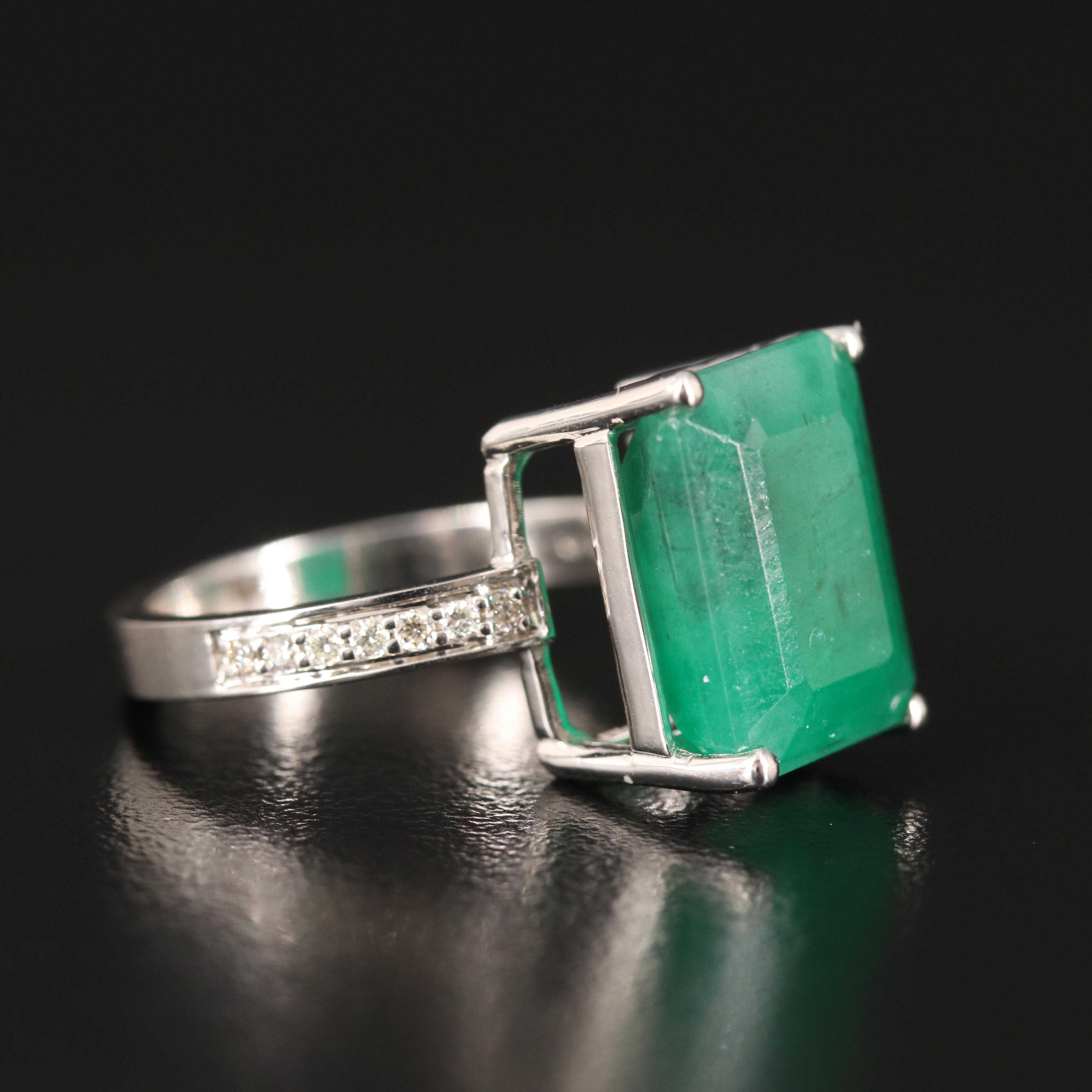 14K 7.58 CT Emerald and Diamond Ring